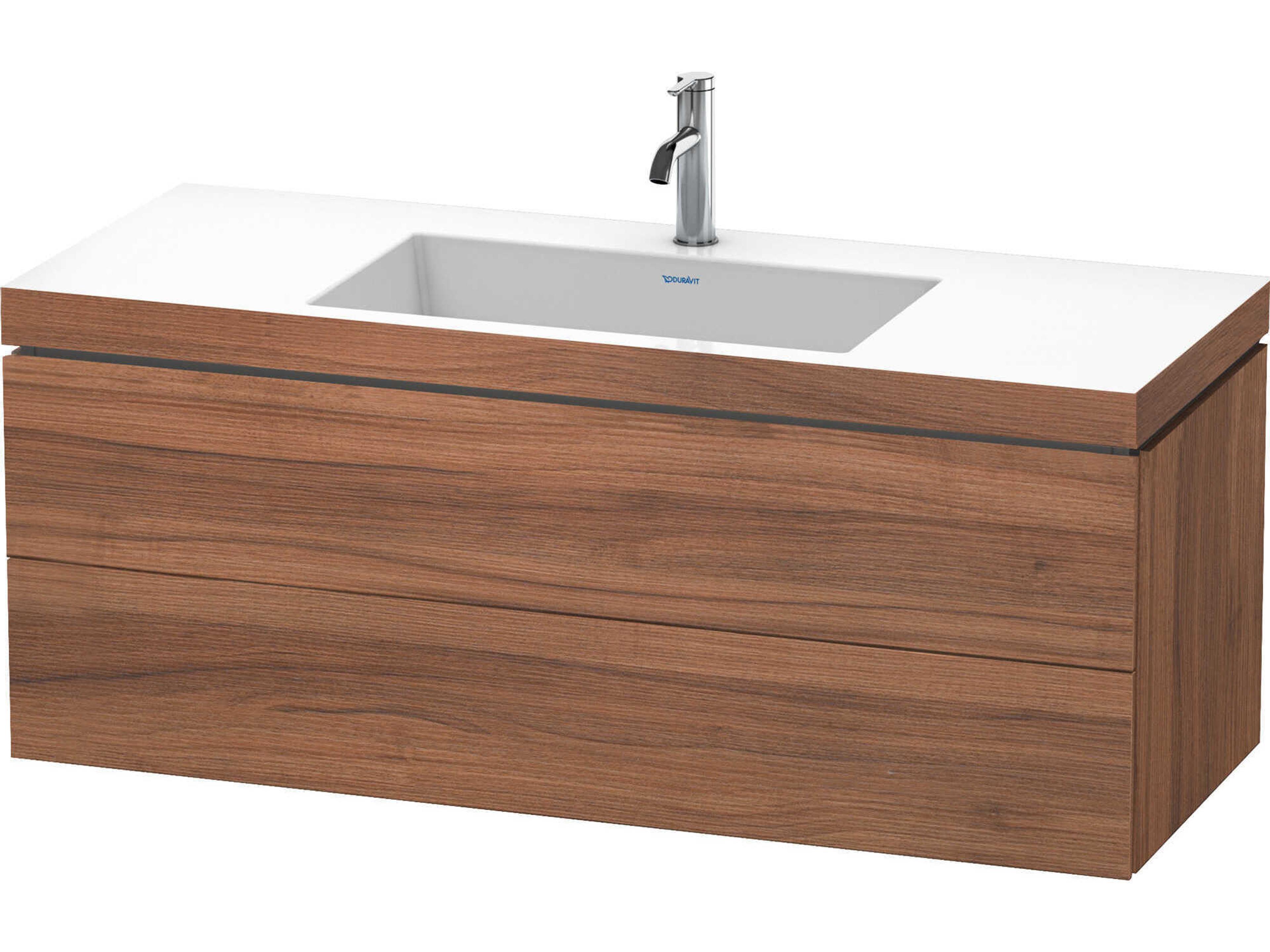 L-cube 47'' Two Drawer Walnut Matt Wall-Mounted Vanity Unit