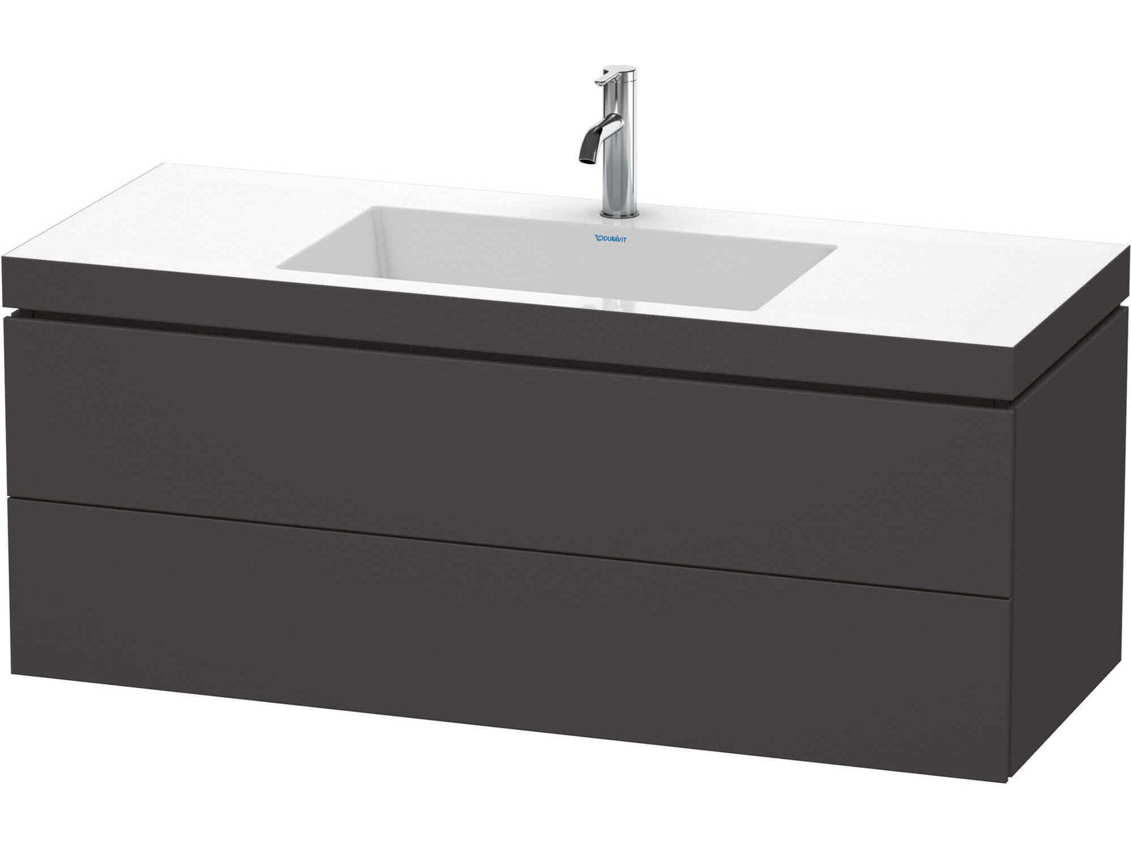 L-cube 47'' Two Drawer Graphite Super Matt Wall-Mounted Vanity Unit