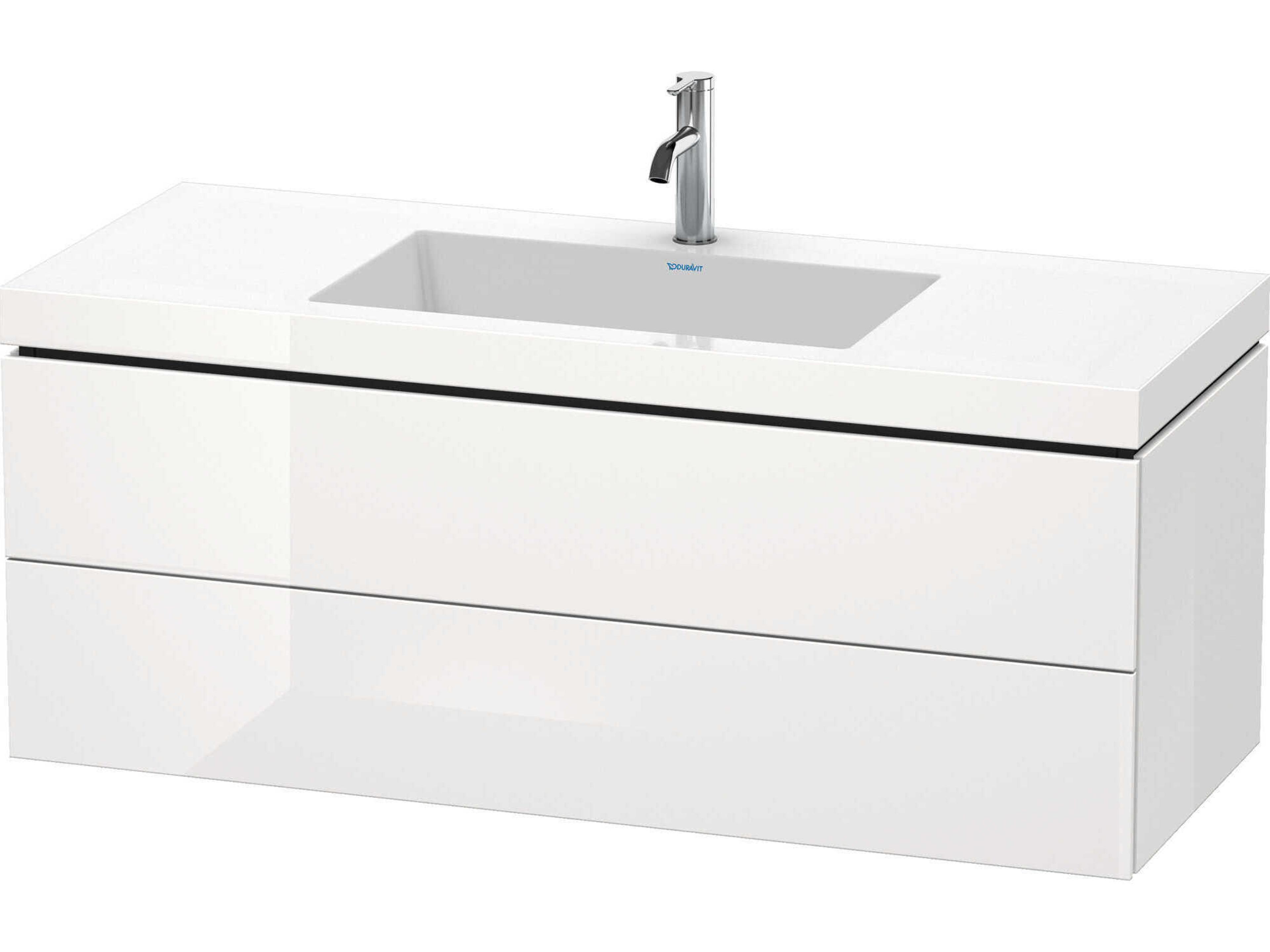 L-cube 47'' Two Drawer White High Gloss (Lacquer) Wall-Mounted Vanity Unit