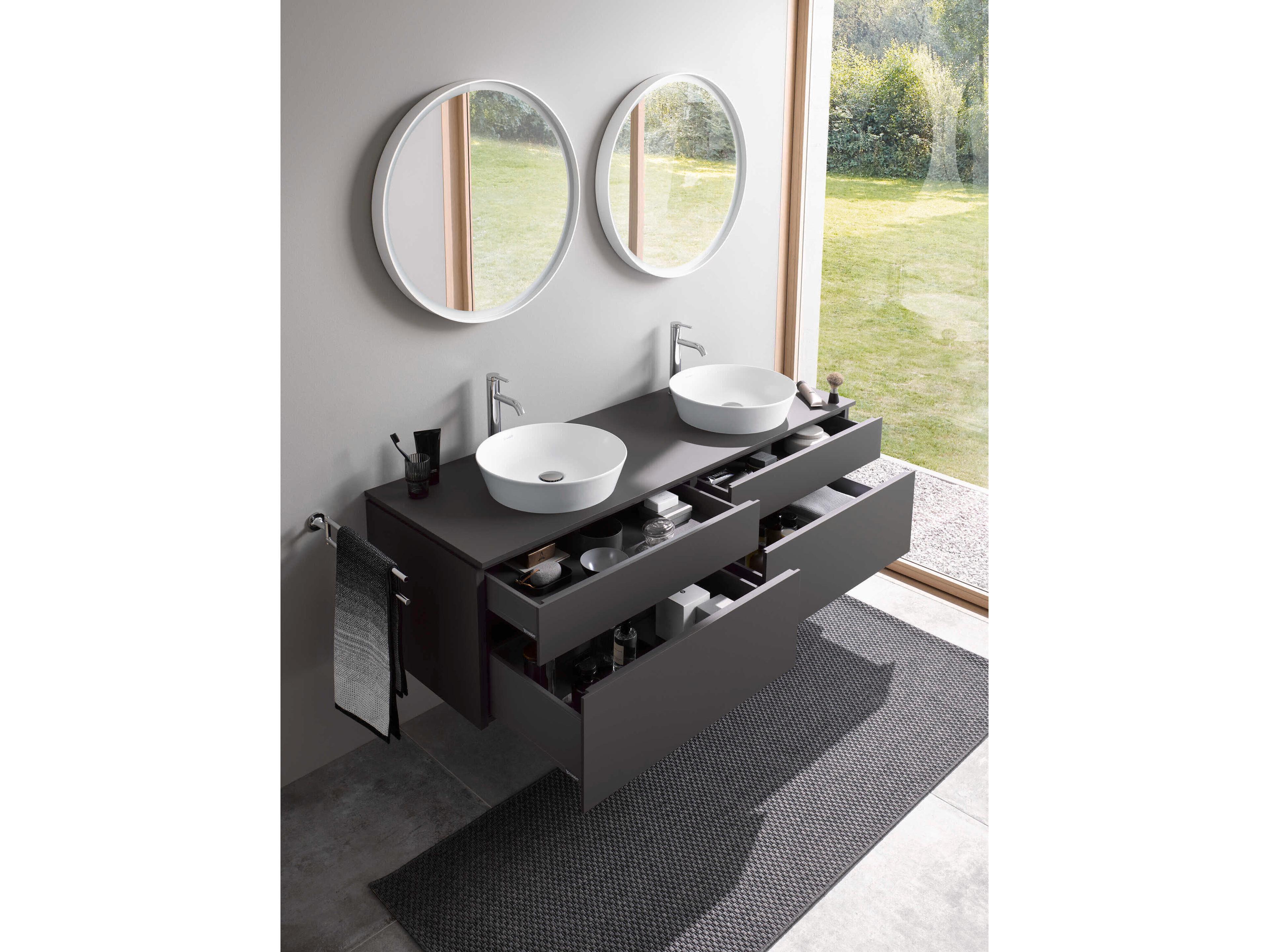 Duravit L-cube 28'' Round White Matte Frame LED Mirror - Sensor Switch