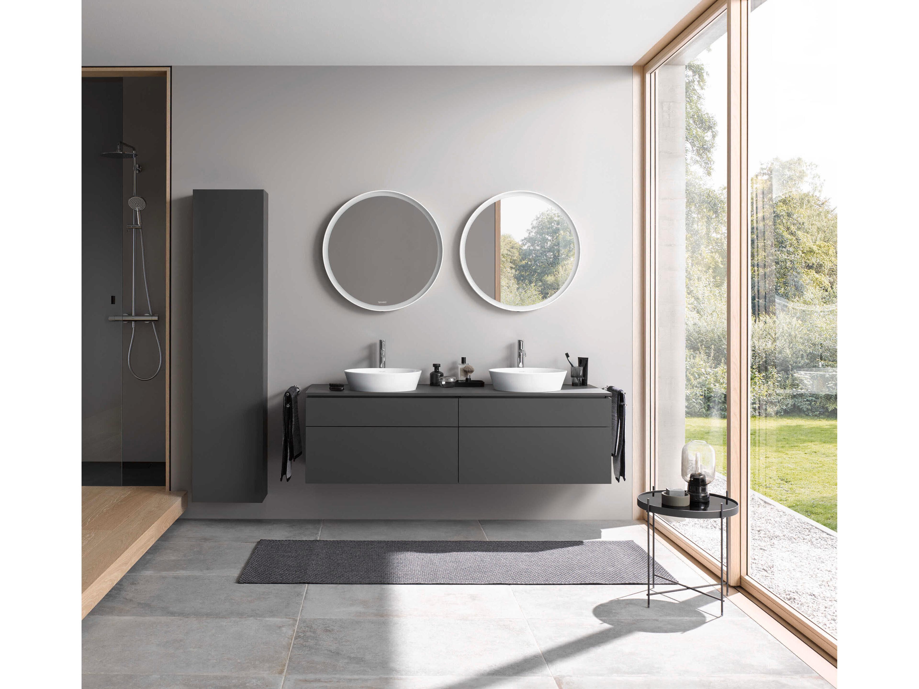 Duravit L-cube 28'' Round White Matte Frame LED Mirror - Sensor Switch