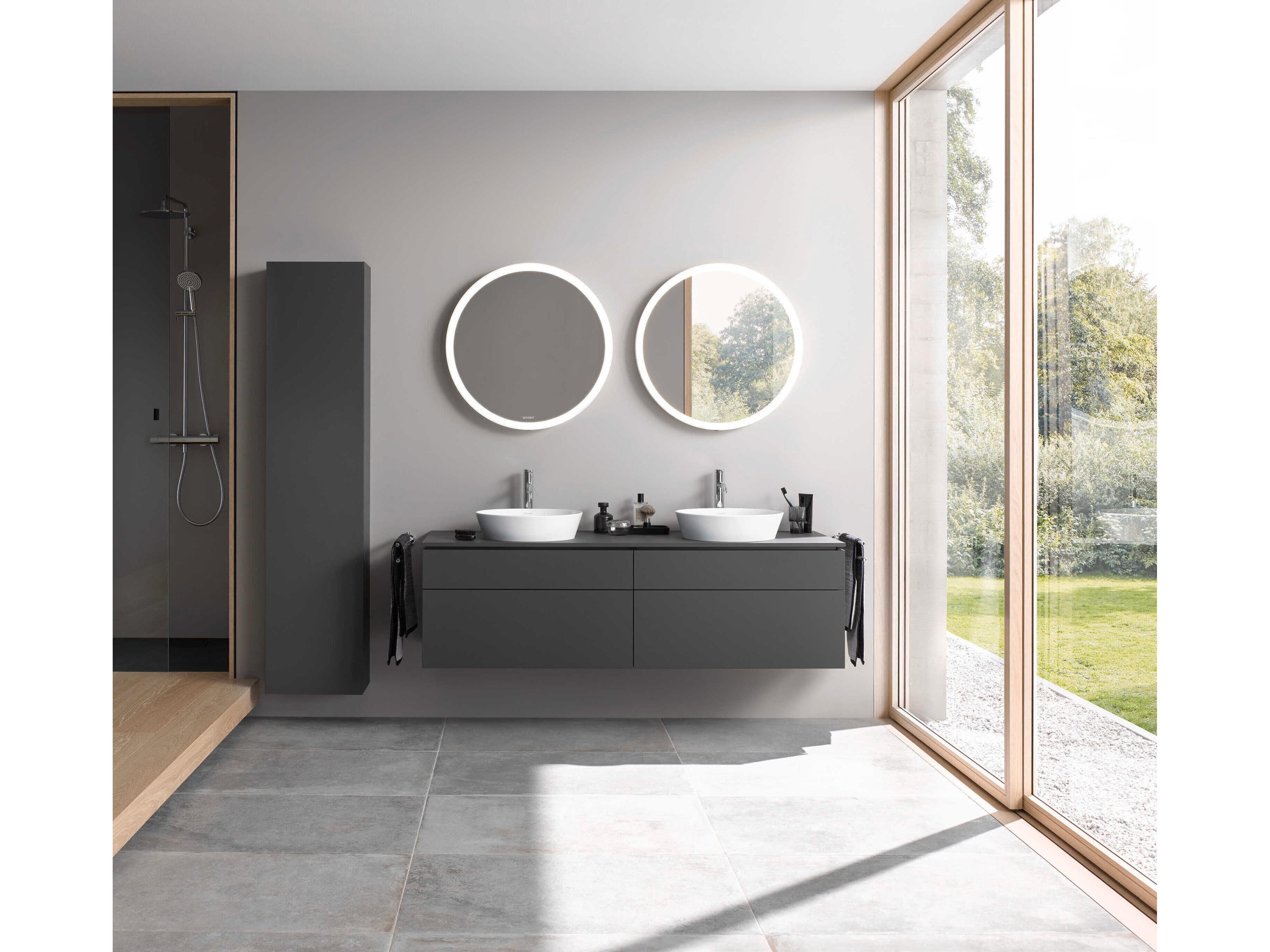 Duravit L-cube 28'' Round White Matte Frame LED Mirror - Sensor Switch