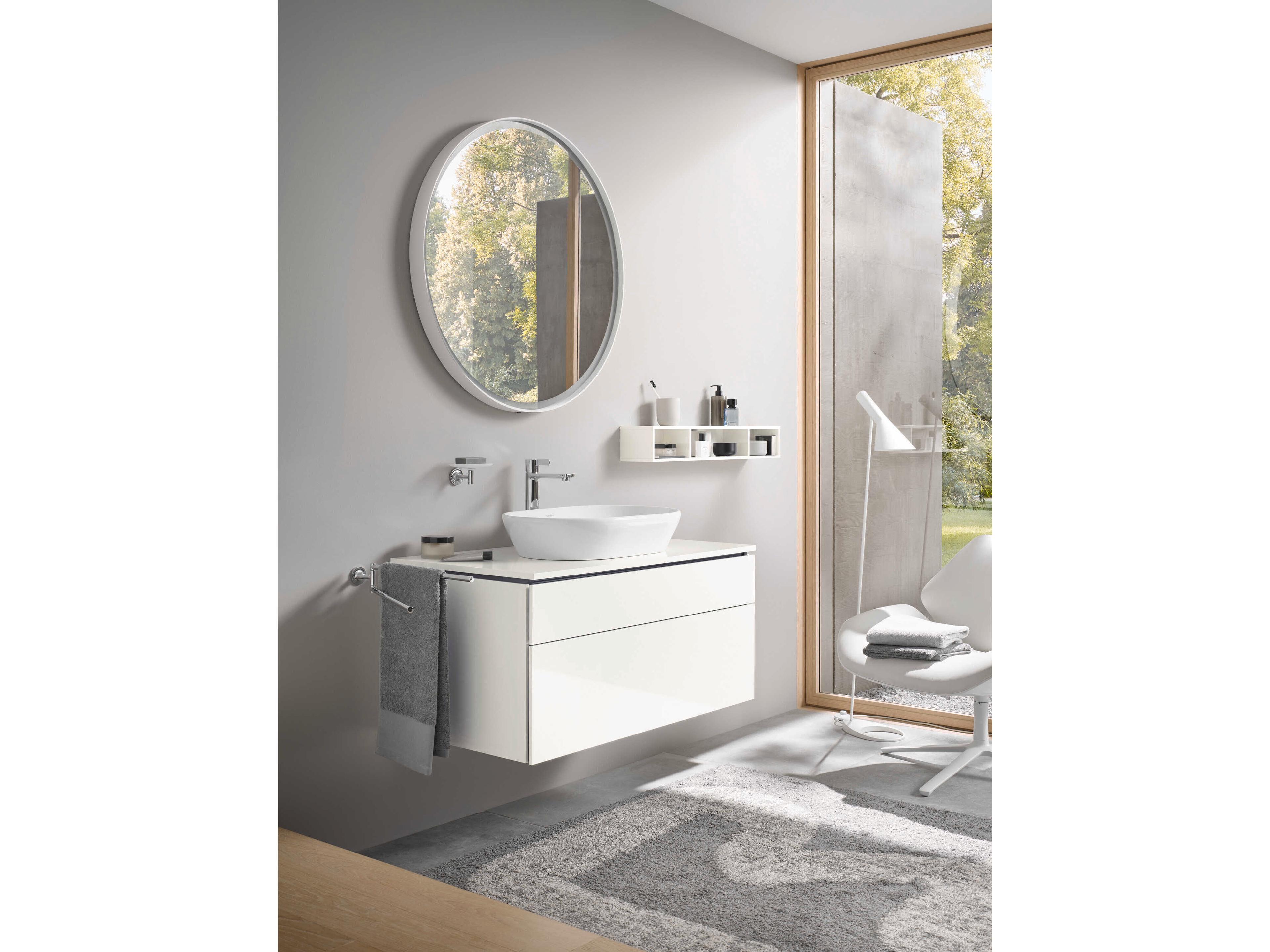 Duravit L-cube 35'' Round White Matte Frame LED Mirror - Sensor Switch