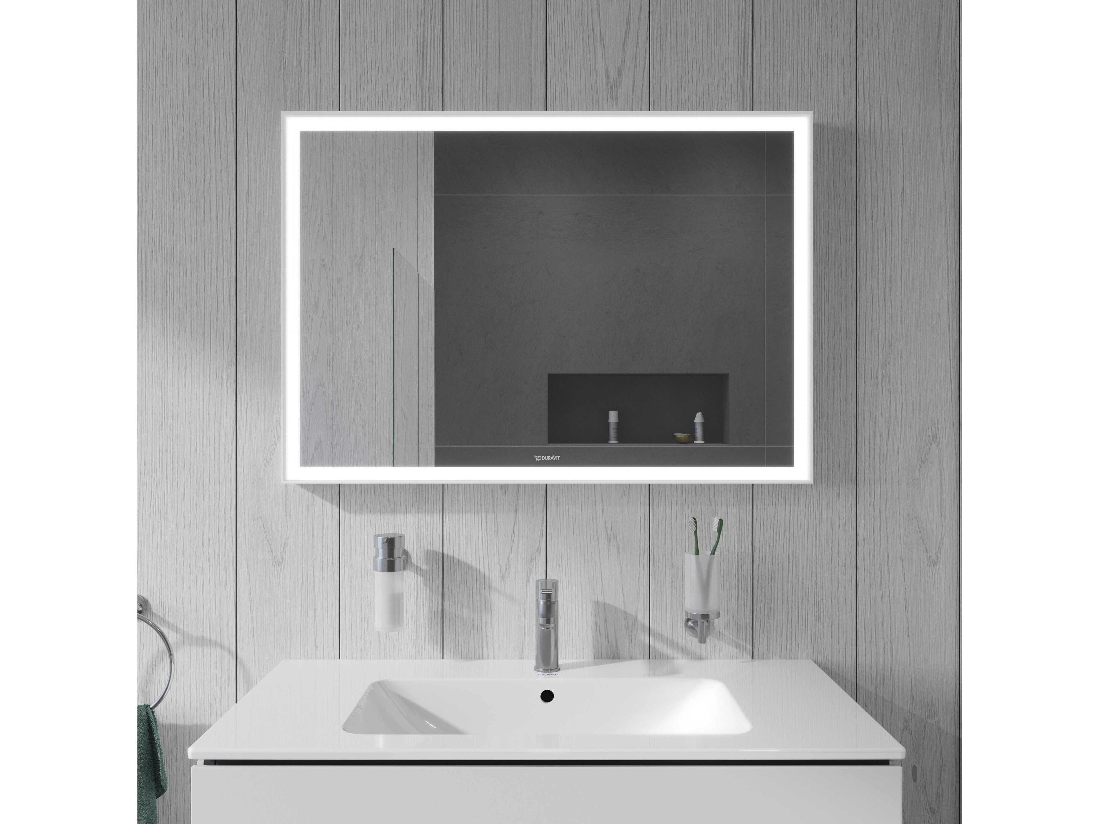Duravit L-cube 39'' White Matte Frame LED Mirror - Sensor Switch