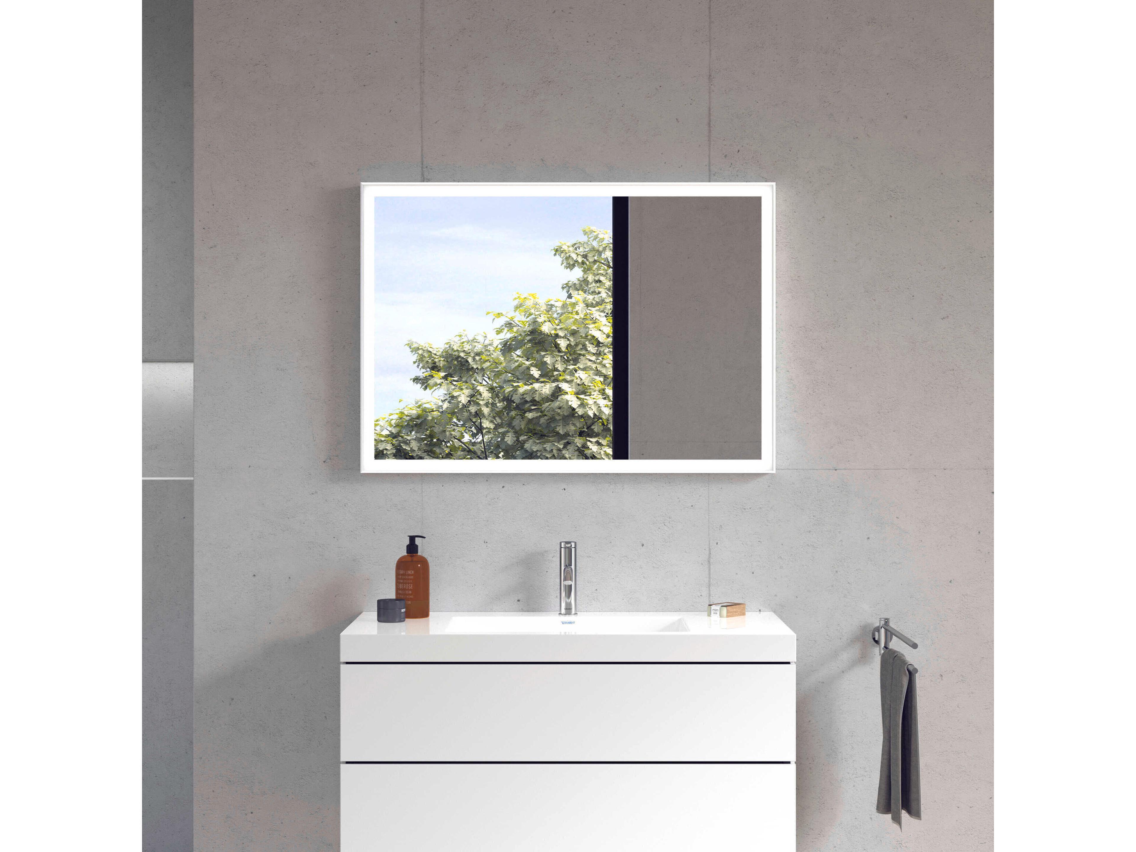Duravit L-cube 39'' White Matte Frame LED Mirror - Sensor Switch
