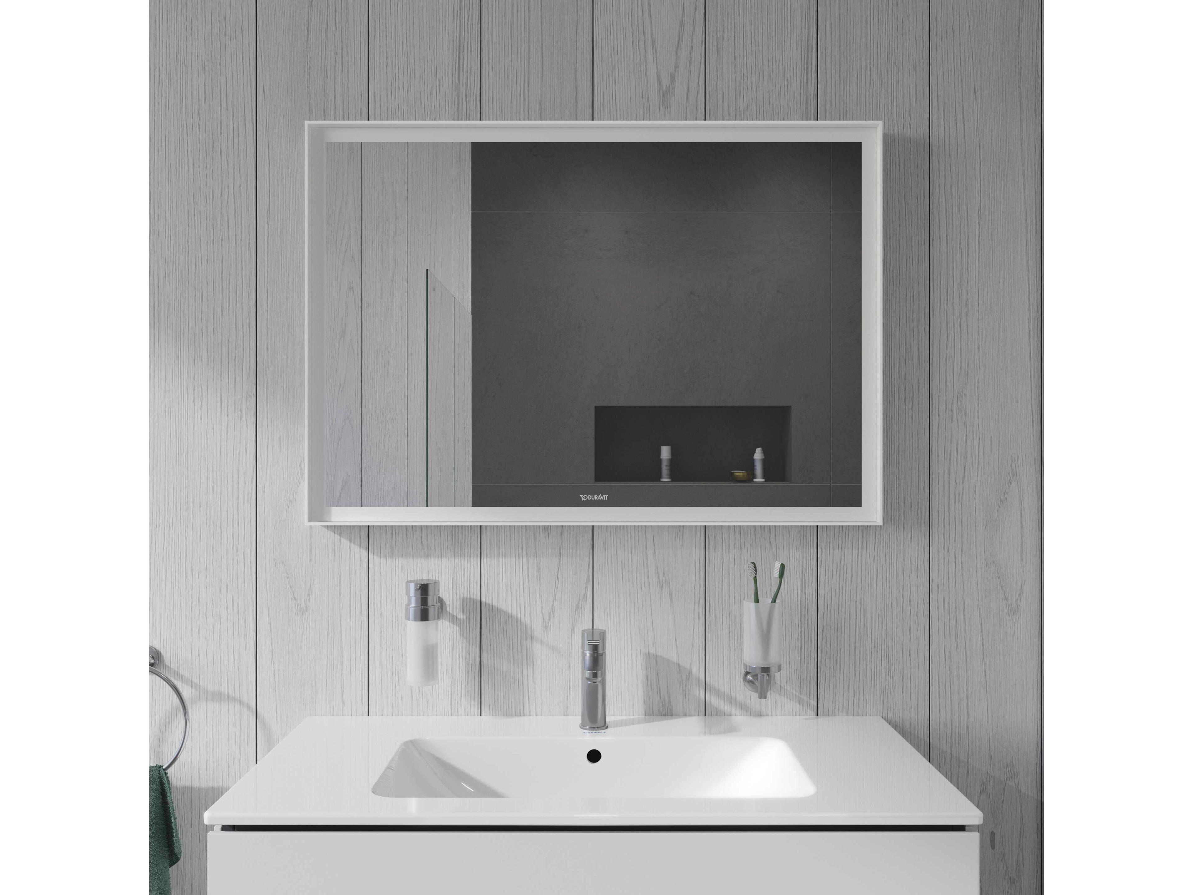 Duravit L-cube 39'' White Aluminium Matte Frame LED Mirror - Sensor Switch