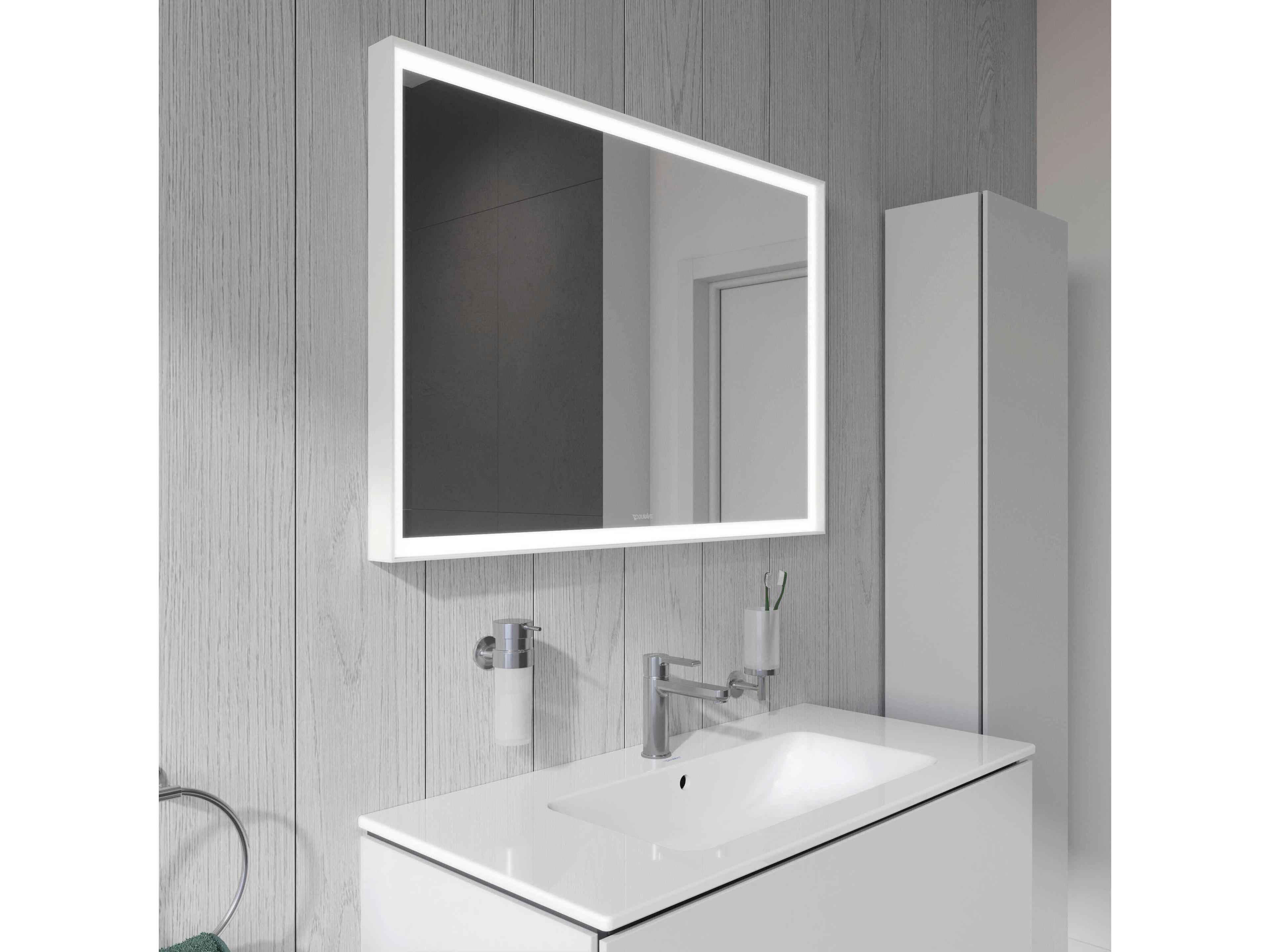 Duravit L-cube 39'' White Aluminium Matte Frame LED Mirror - Sensor Switch