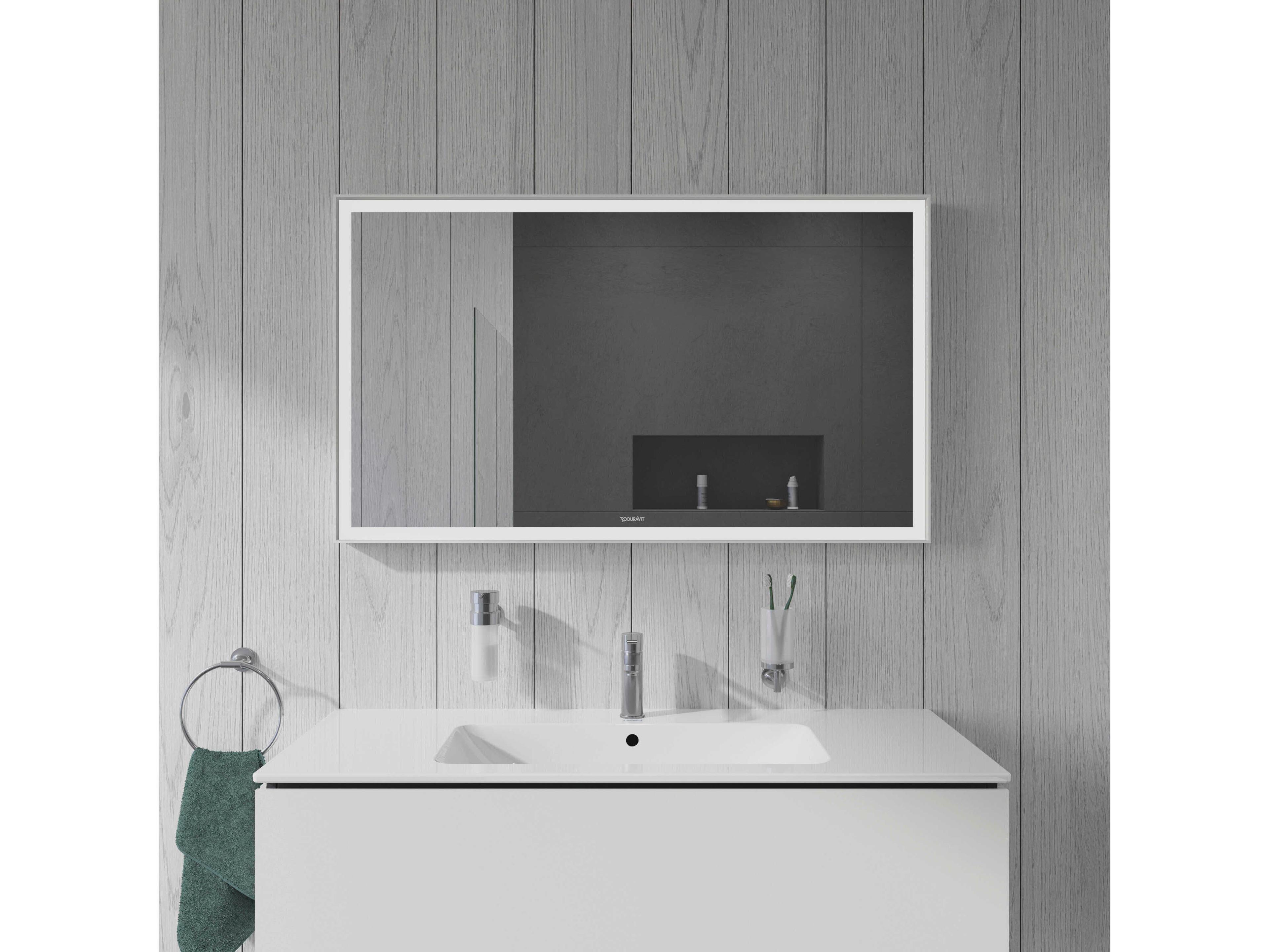 Duravit L-cube 47'' White Aluminium Matte Frame LED Mirror - Sensor Switch