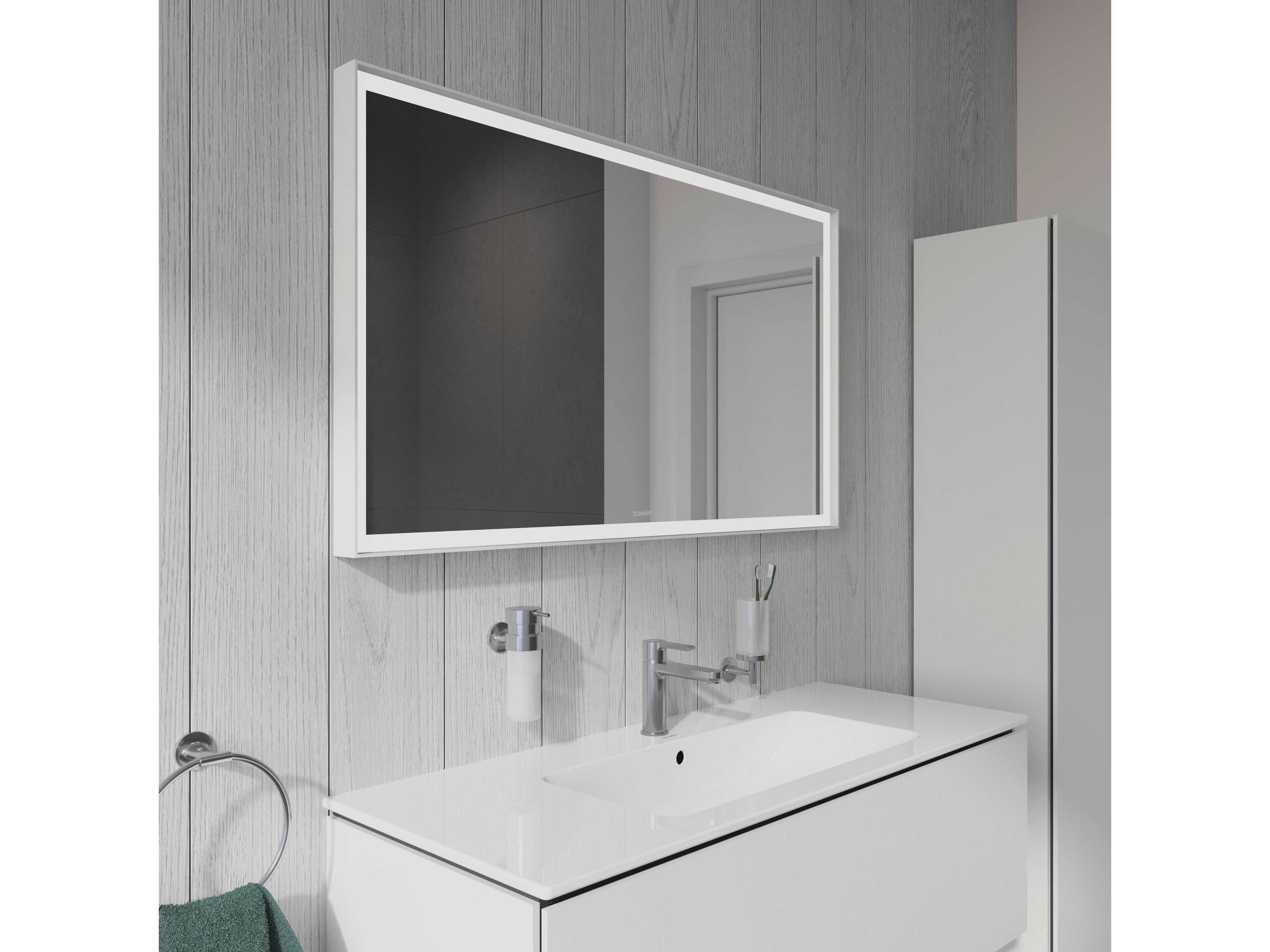 Duravit L-cube 47'' White Aluminium Matte Frame LED Mirror - Sensor Switch