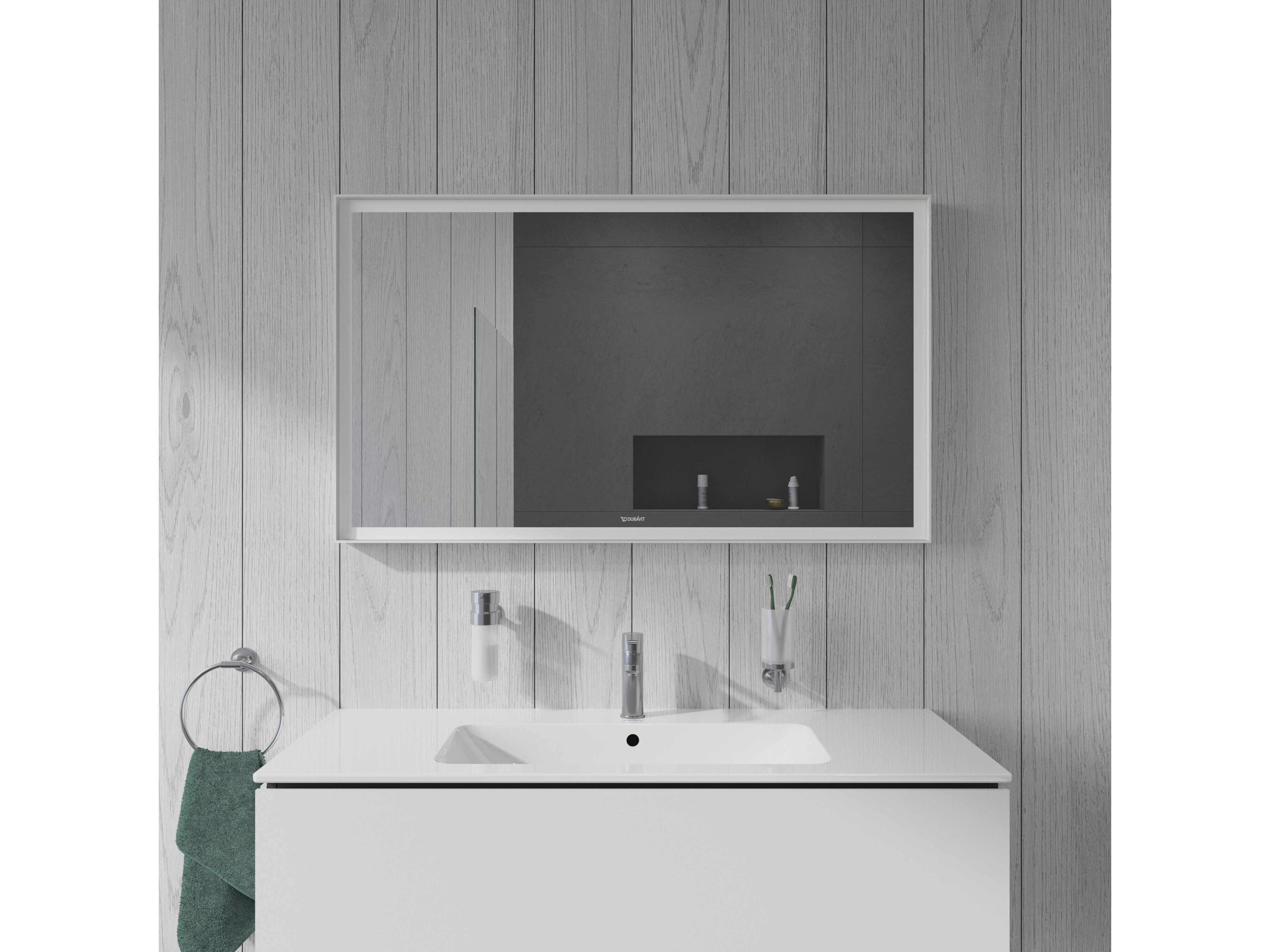 Duravit L-cube 47'' White Aluminium Matte Frame LED Mirror - Sensor Switch