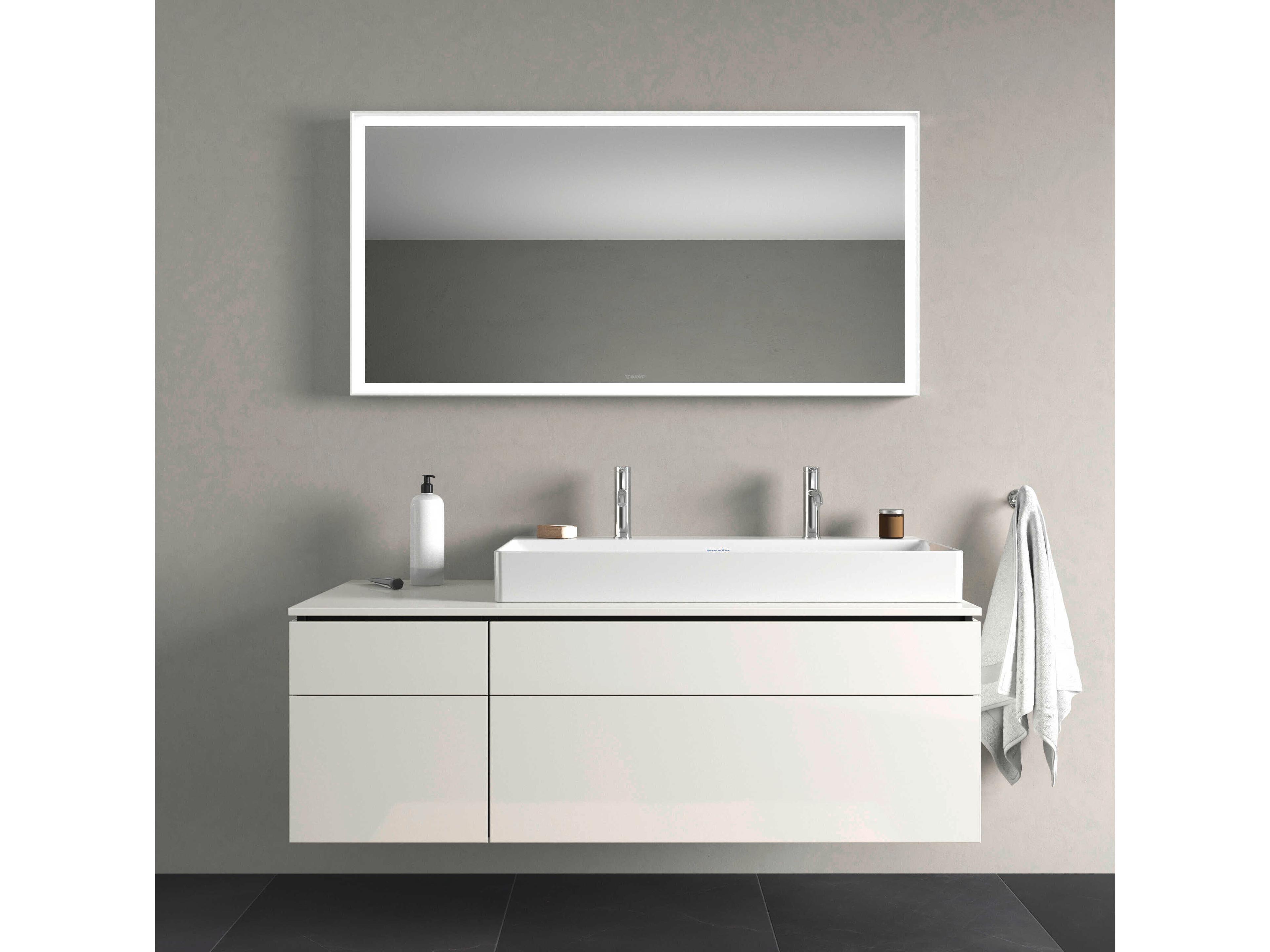 Duravit L-cube 55'' White Matte Frame LED Mirror - Sensor Switch