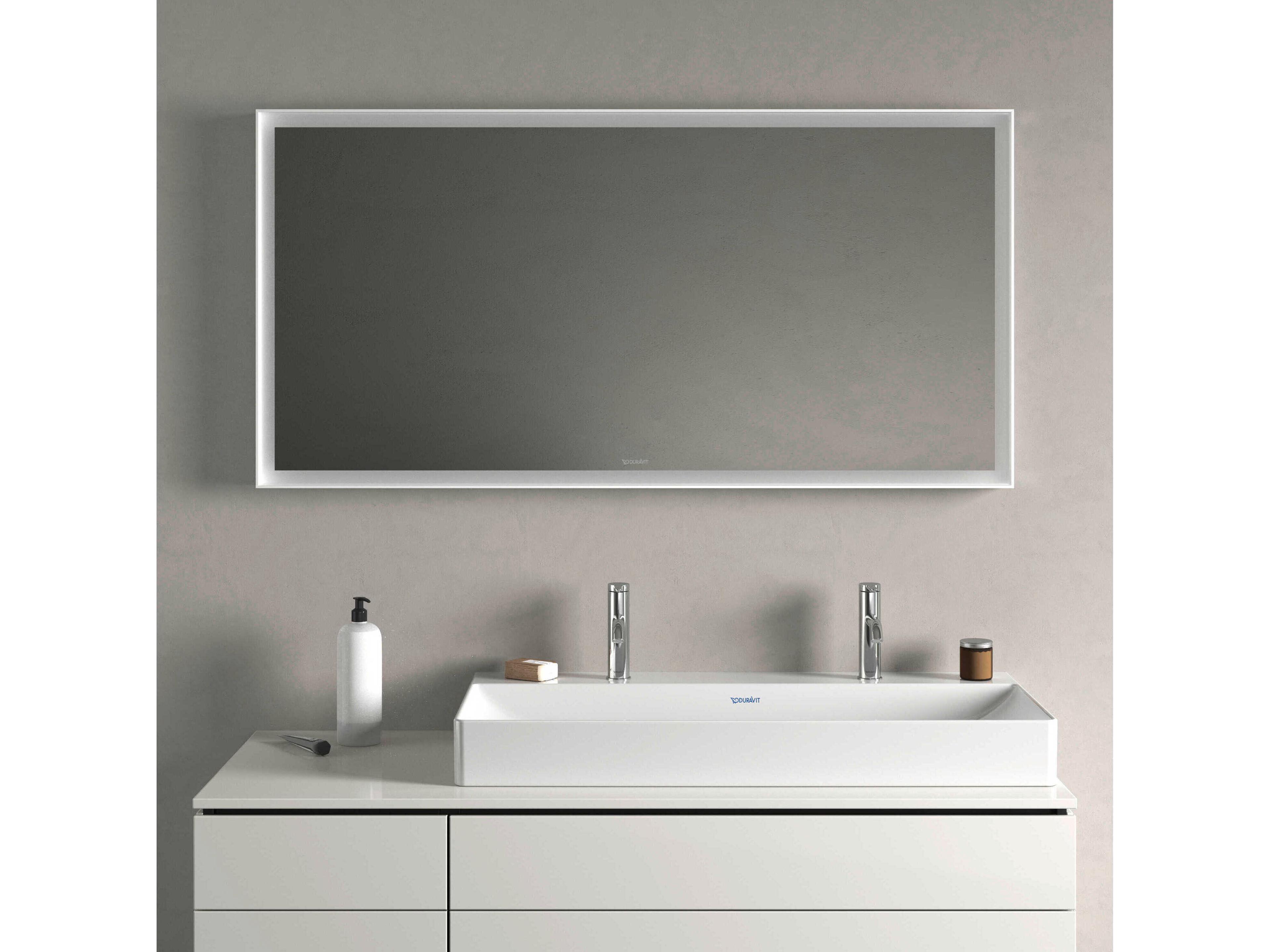 Duravit L-cube 55'' White Matte Frame LED Mirror - Sensor Switch