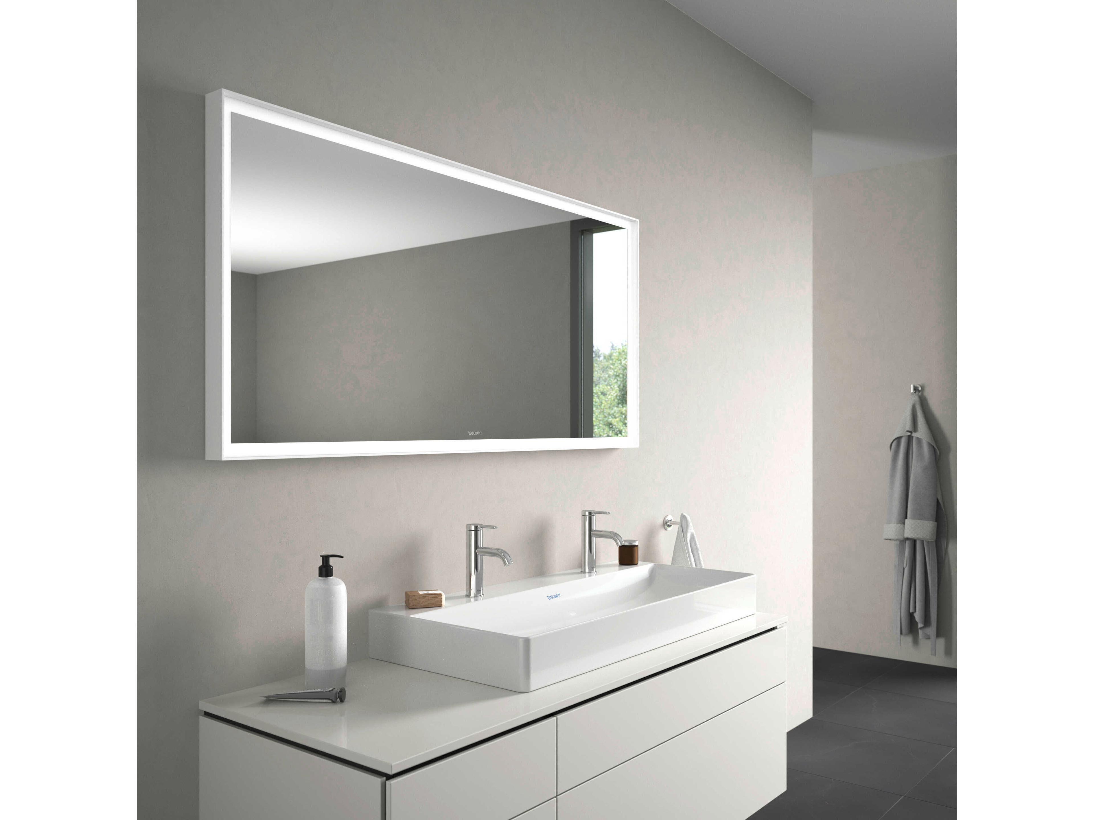 Duravit L-cube 55'' White Matte Frame LED Mirror - Sensor Switch