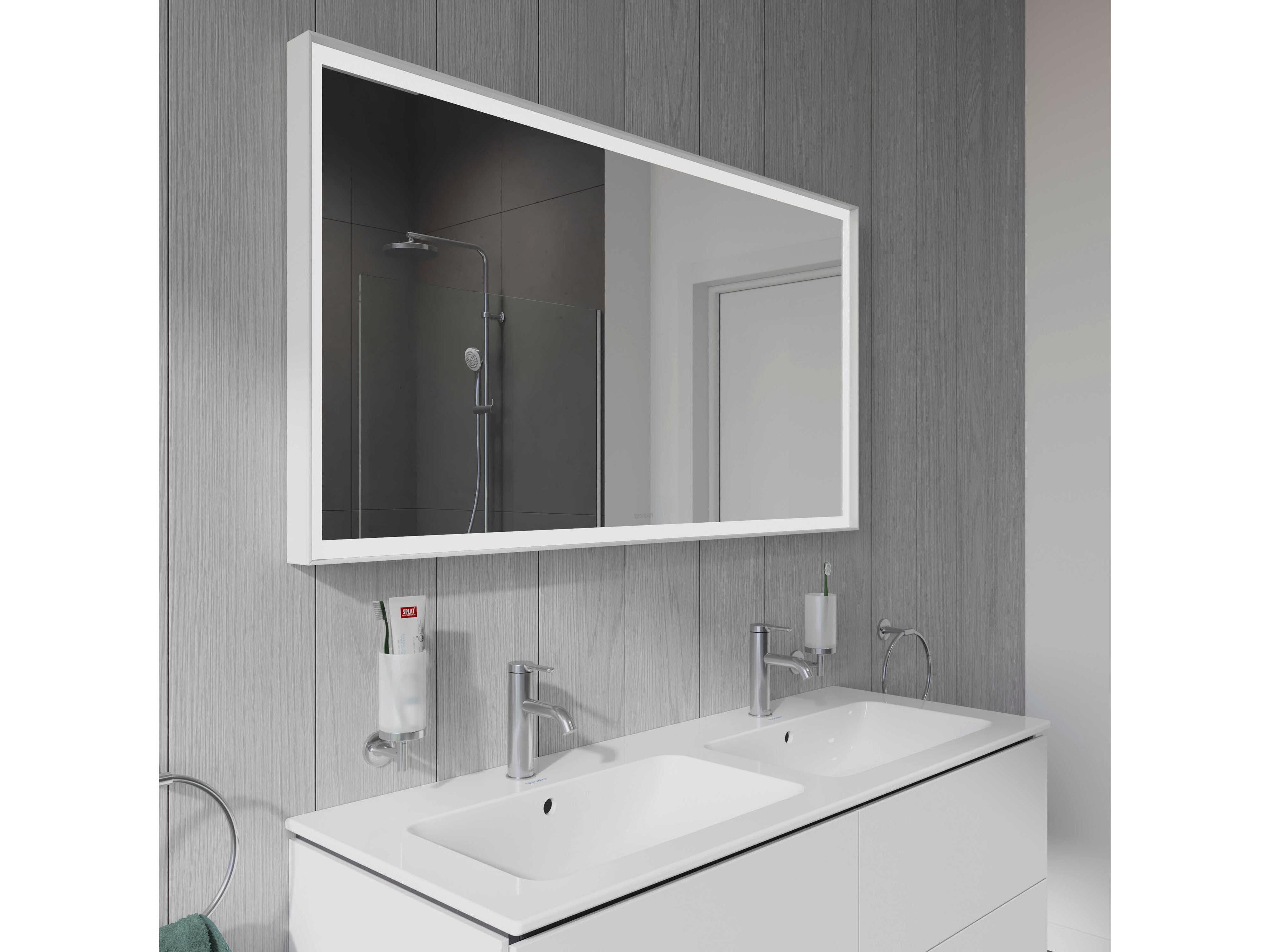 Duravit L-cube 51'' White Matte Frame LED Mirror - Sensor Switch