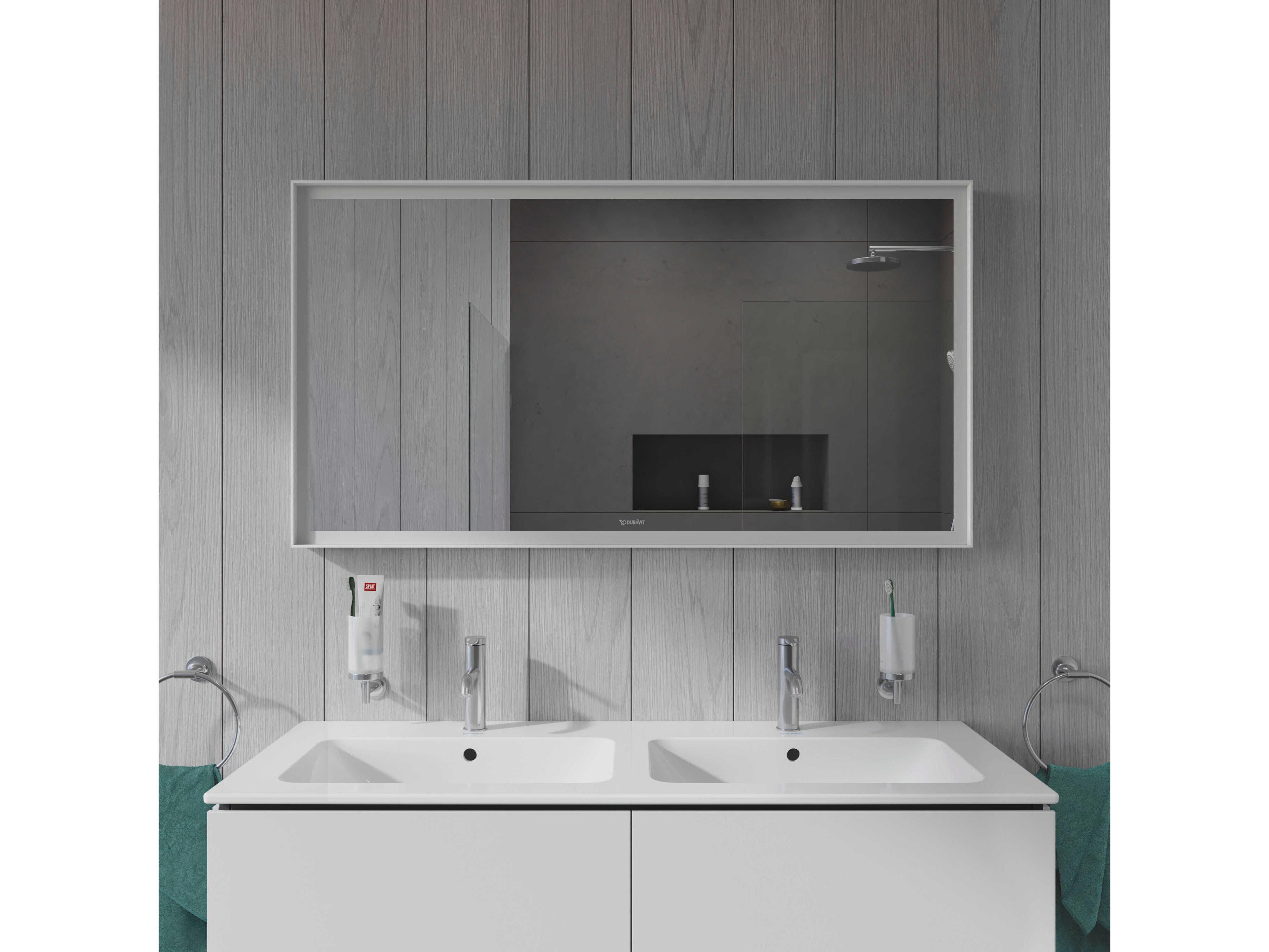 Duravit L-cube 51'' White Aluminium Matte Frame LED Mirror - Sensor Switch