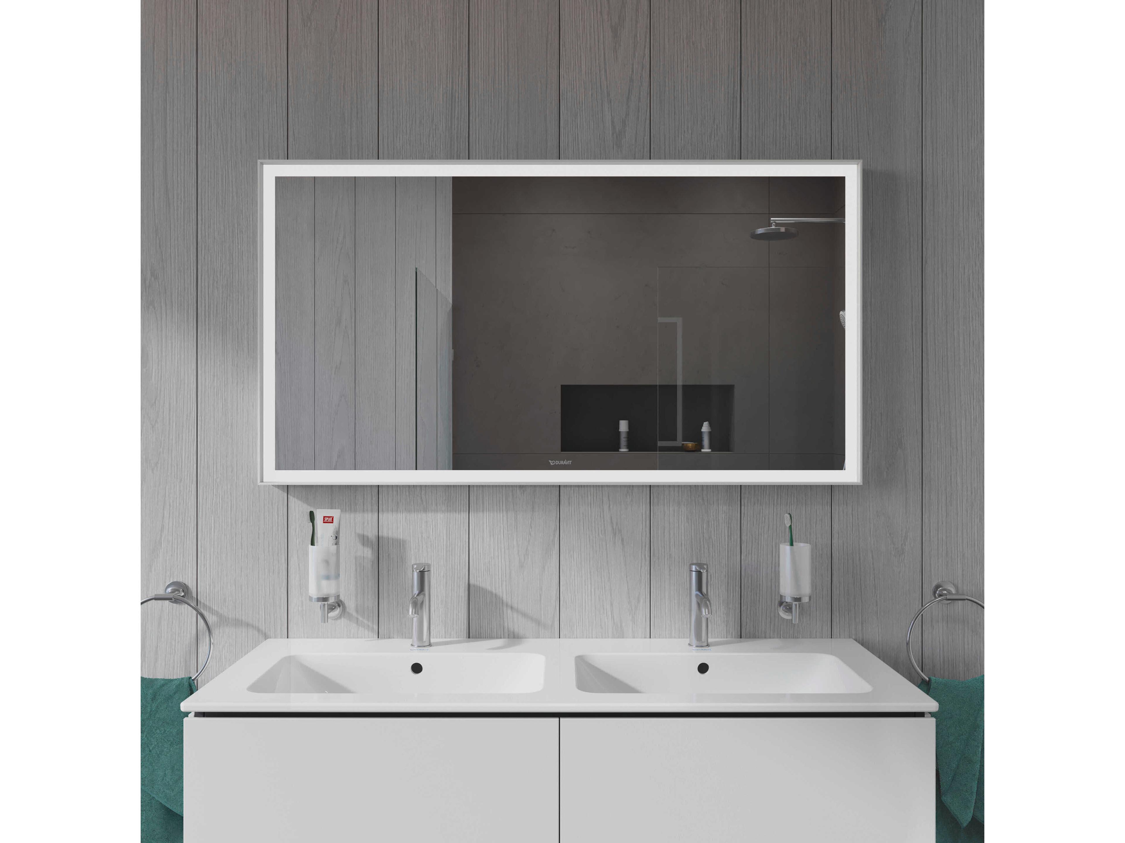 Duravit L-cube 51'' White Aluminium Matte Frame LED Mirror - Sensor Switch