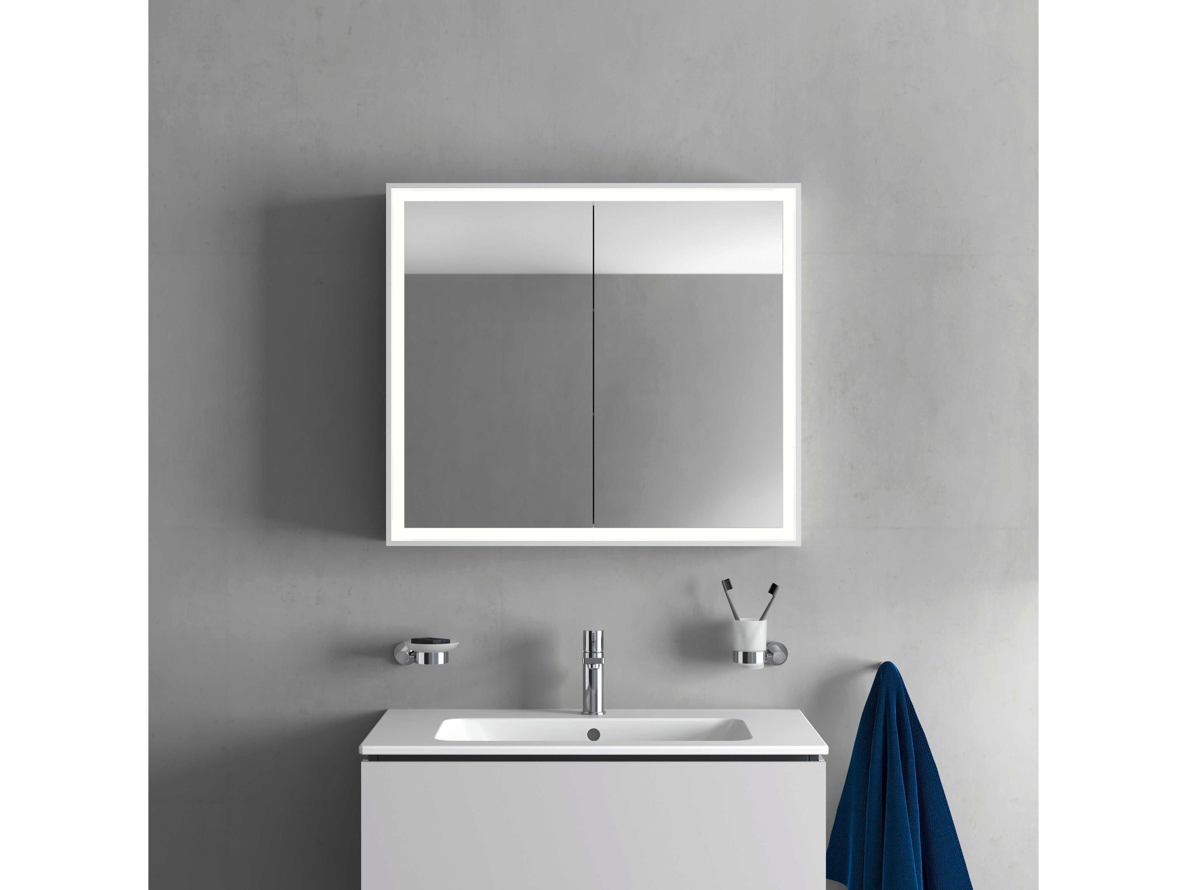Duravit L-cube 32'' White Frame LED Mirror - Sensor Switch - Left & Right Side Hinge