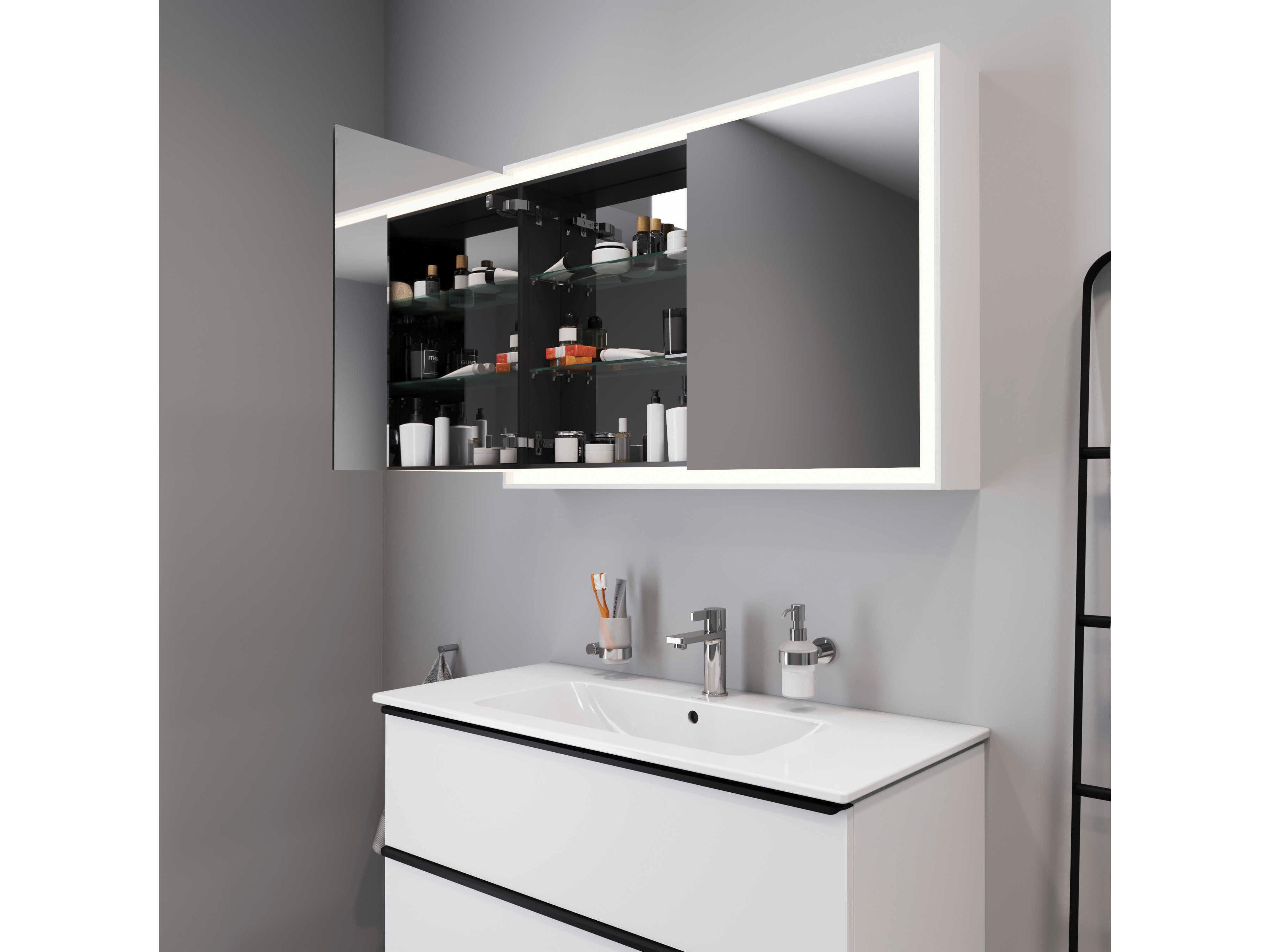 Duravit L-cube 39'' White Frame LED Mirror - Sensor Switch - Left & Right Side Hinge