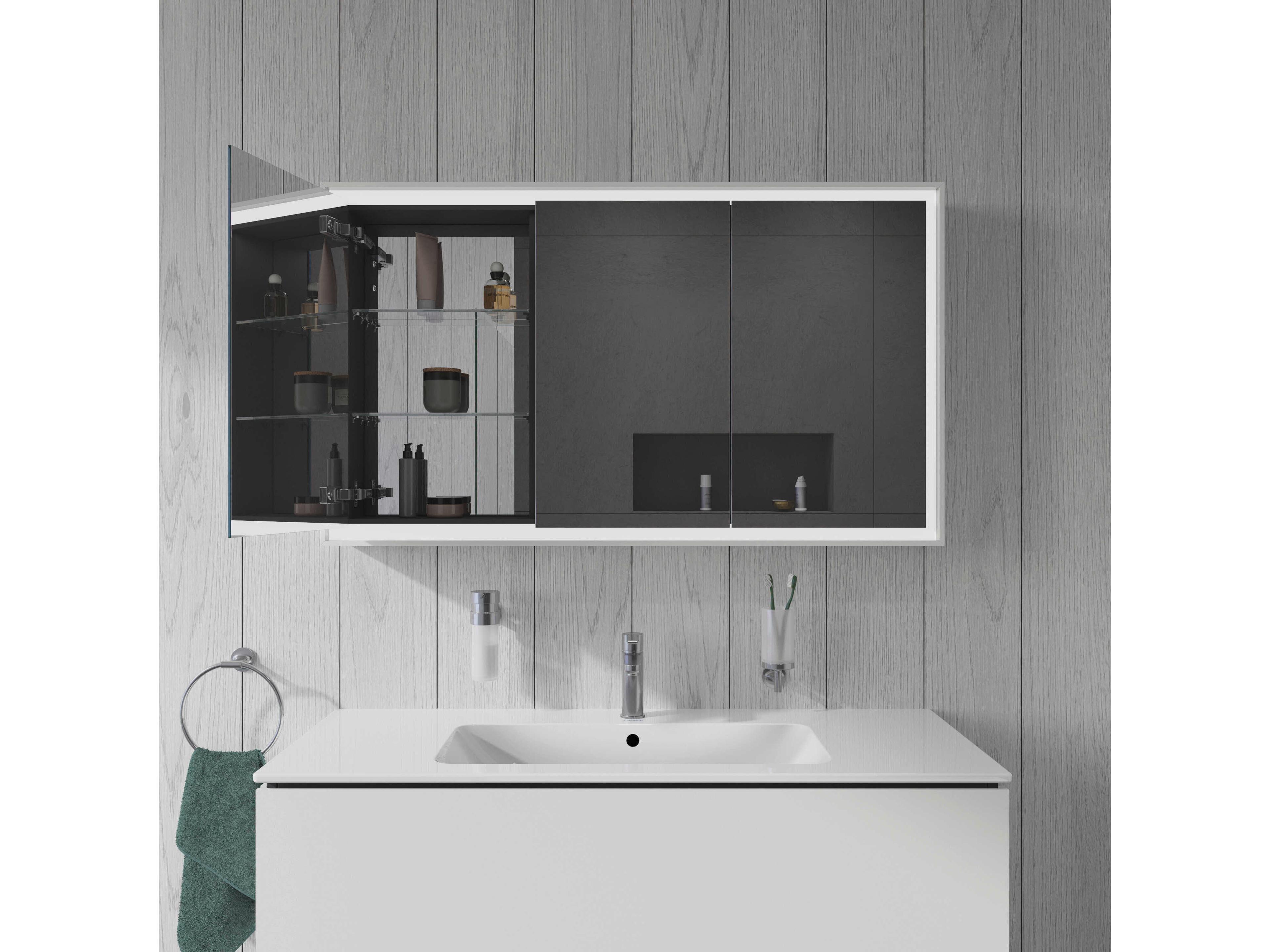 Duravit L-cube 47'' White Frame LED Mirror - Sensor Switch - Left & Right Side Hinge