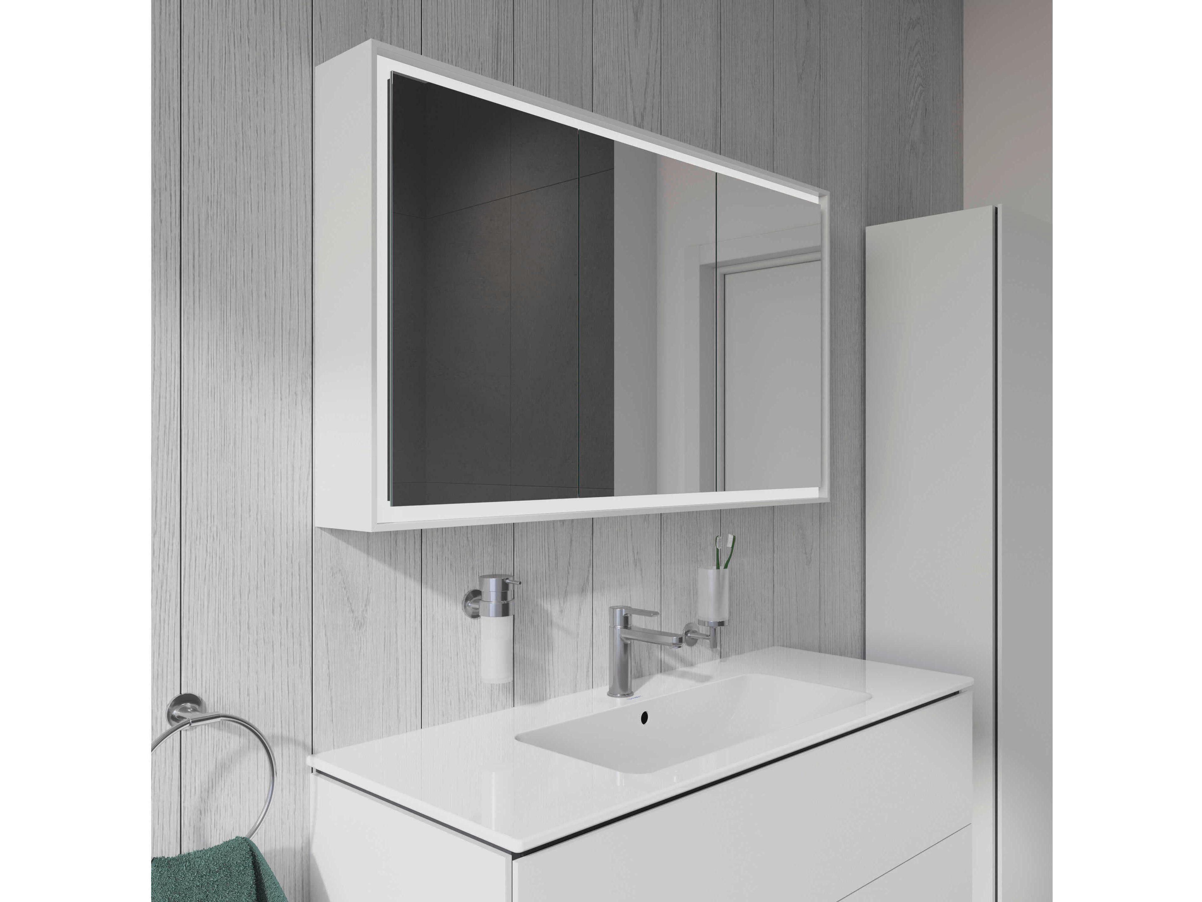 Duravit L-cube 47'' White Frame LED Mirror - Sensor Switch - Left & Right Side Hinge