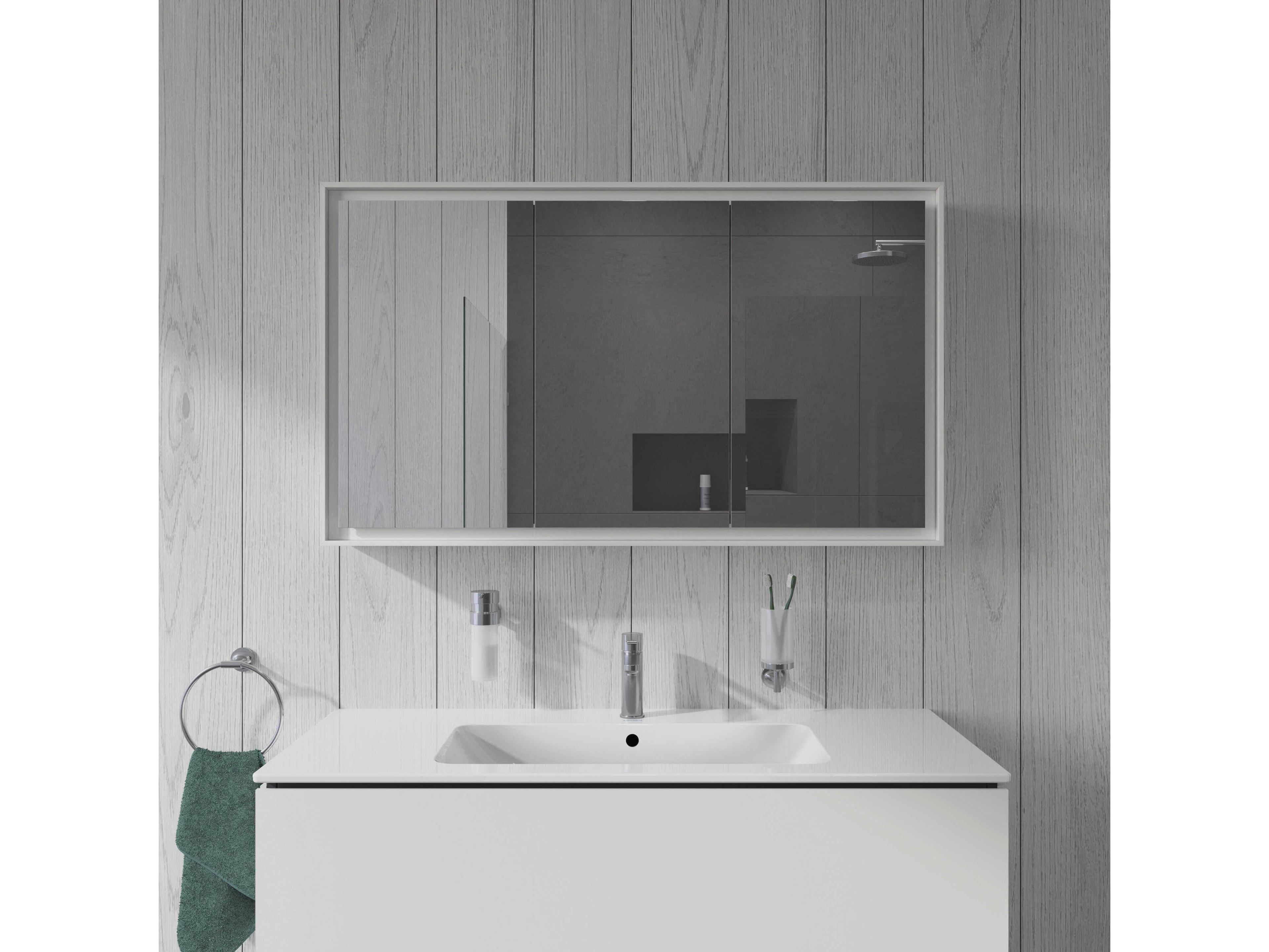 Duravit L-cube 47'' White Frame LED Mirror - Sensor Switch - Left & Right Side Hinge