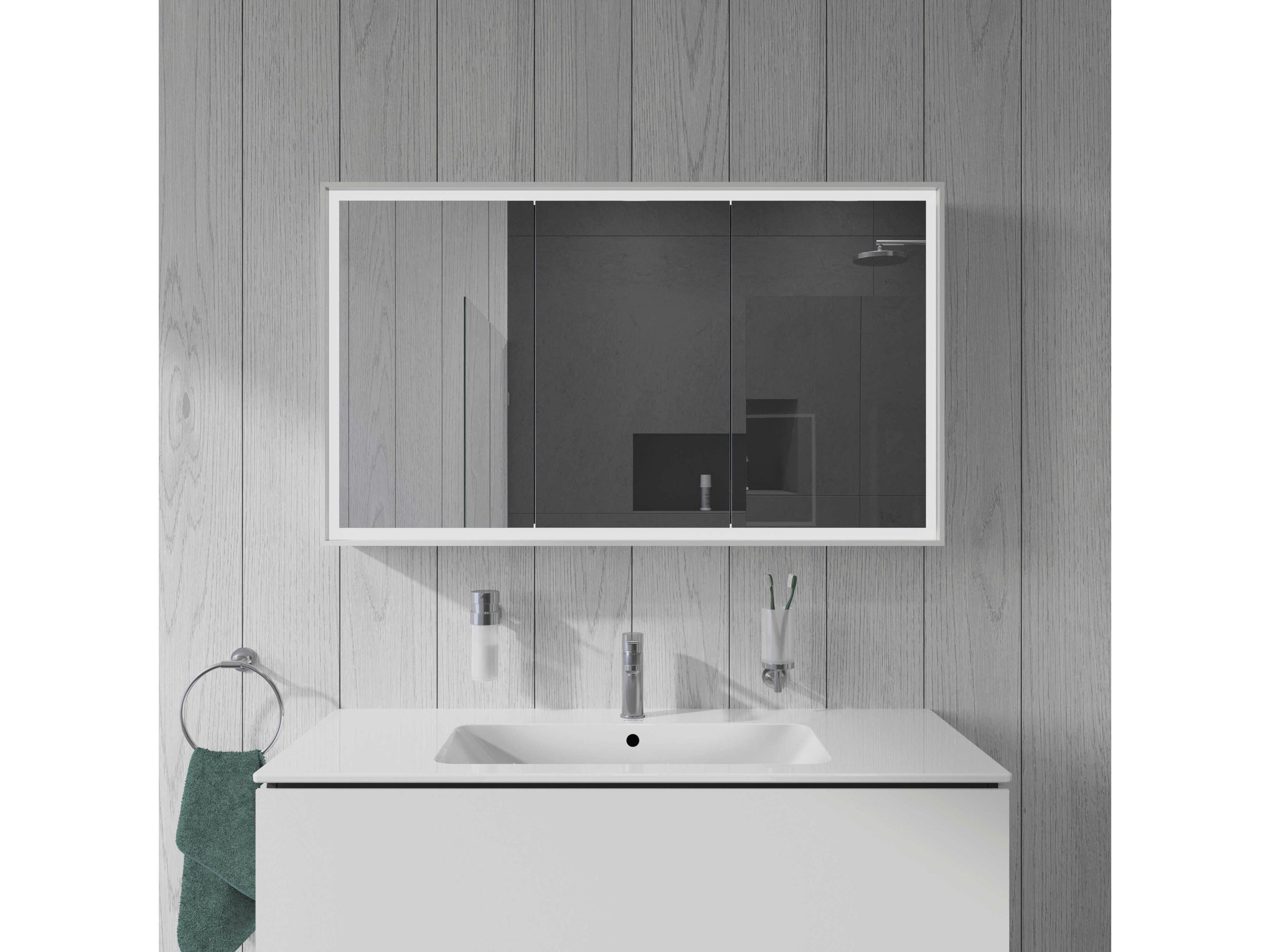 Duravit L-cube 47'' White Frame LED Mirror - Sensor Switch - Left & Right Side Hinge
