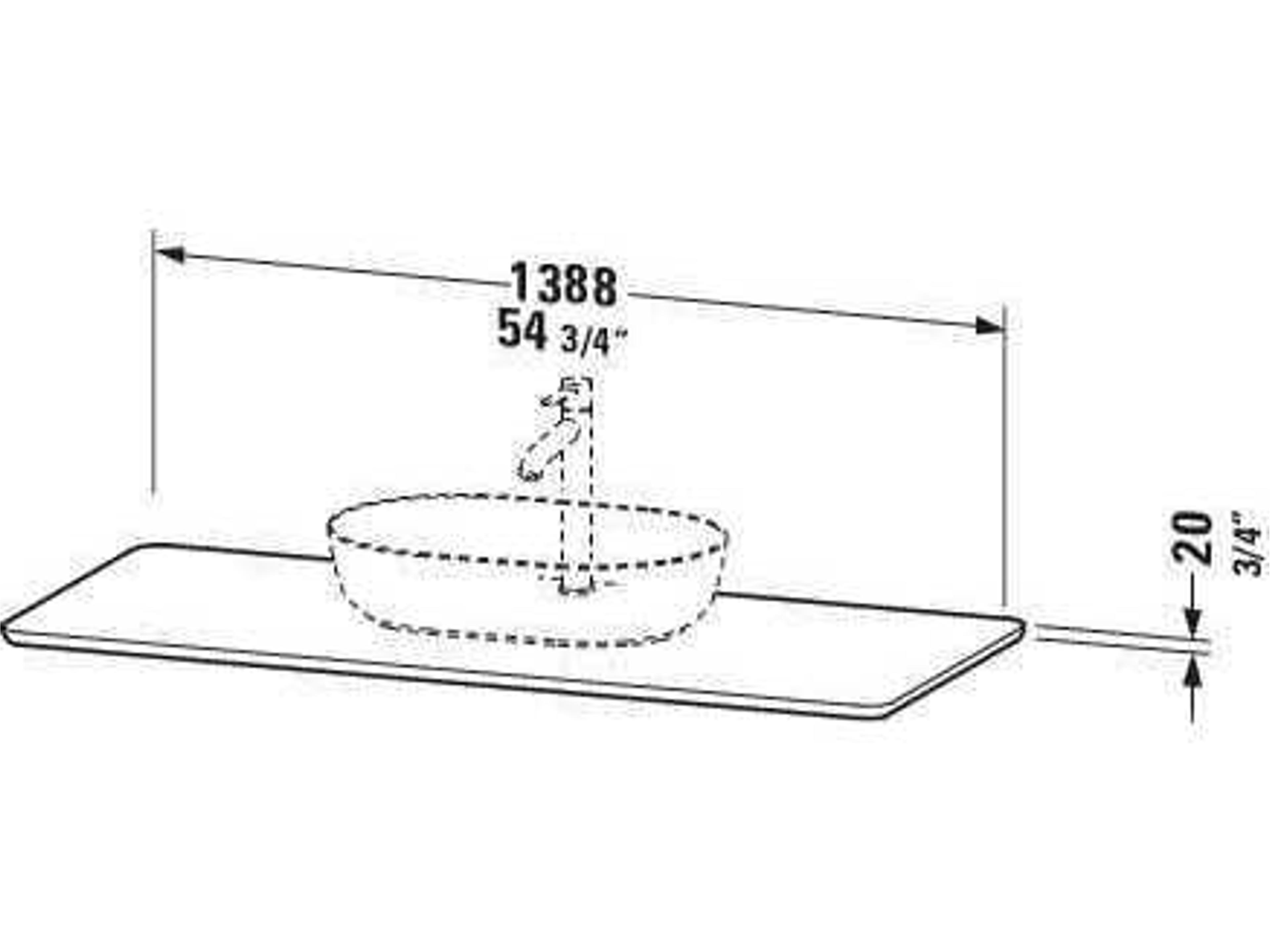 Duravit Luv 55'' Stone Gray Polished Vanity Top Only