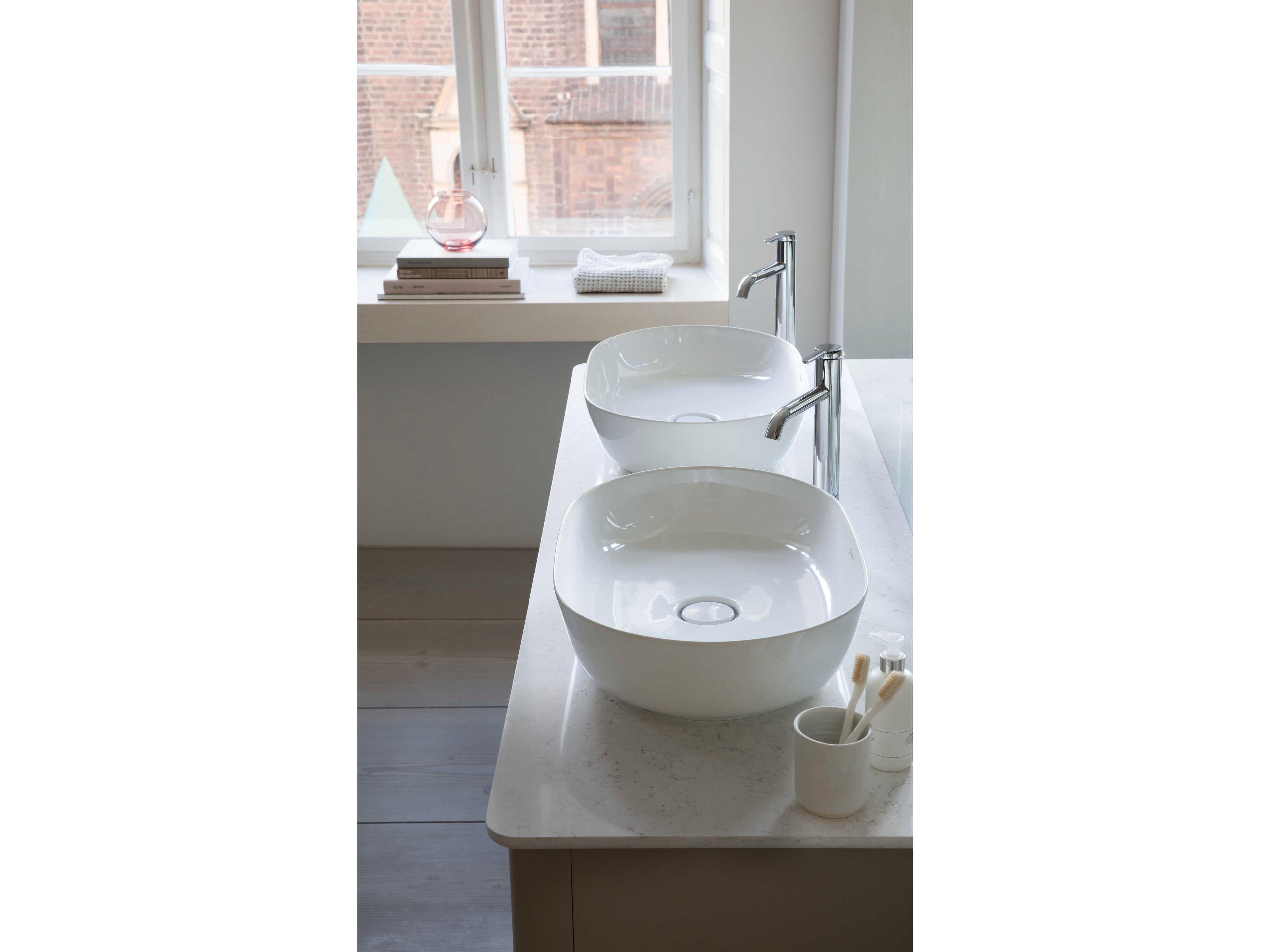 Duravit Luv 70'' Stone White Polished Vanity Top Only - 2 Cut-outs