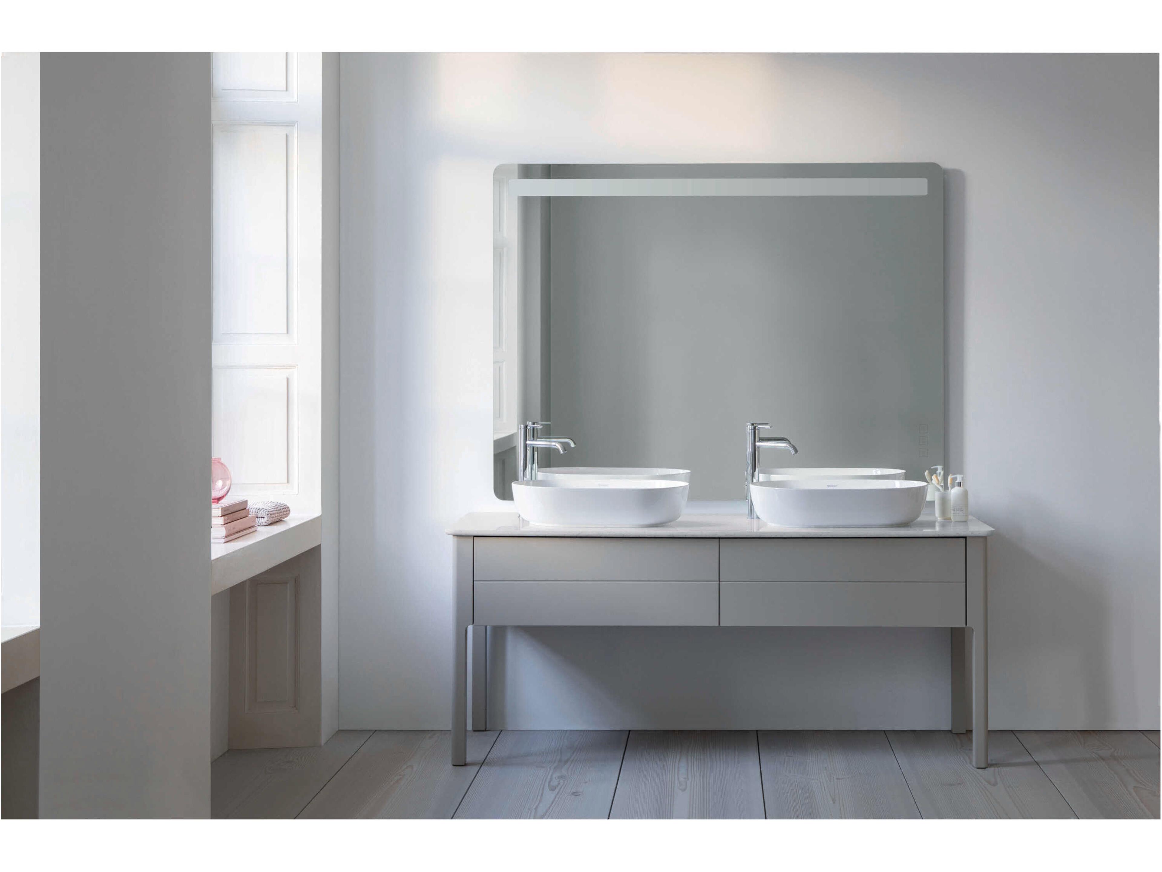 Duravit Luv 70'' Stone White Polished Vanity Top Only - 2 Cut-outs