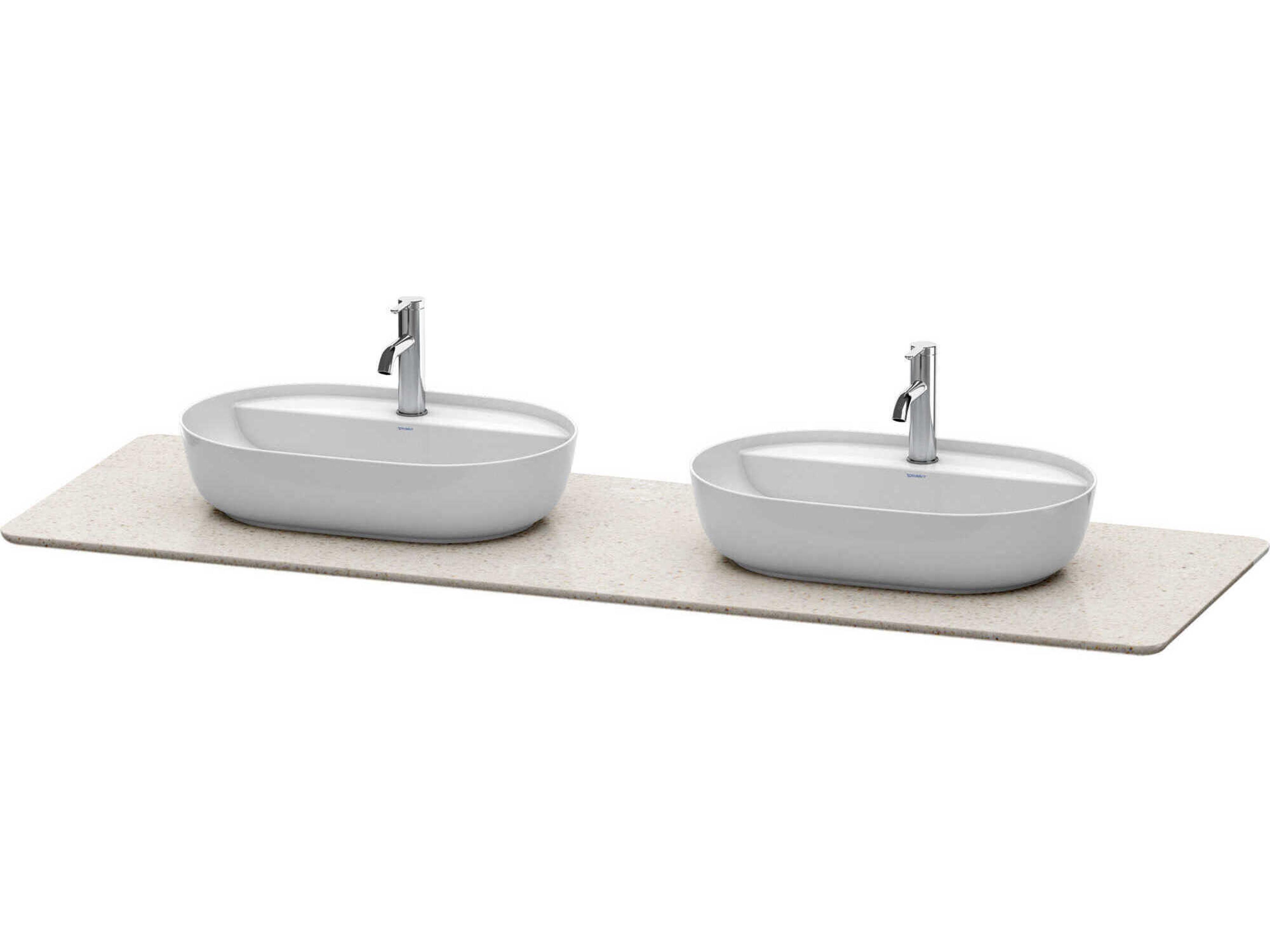 Luv 70'' Stone Sand Polished Vanity Top Only - 2 Cut-outs