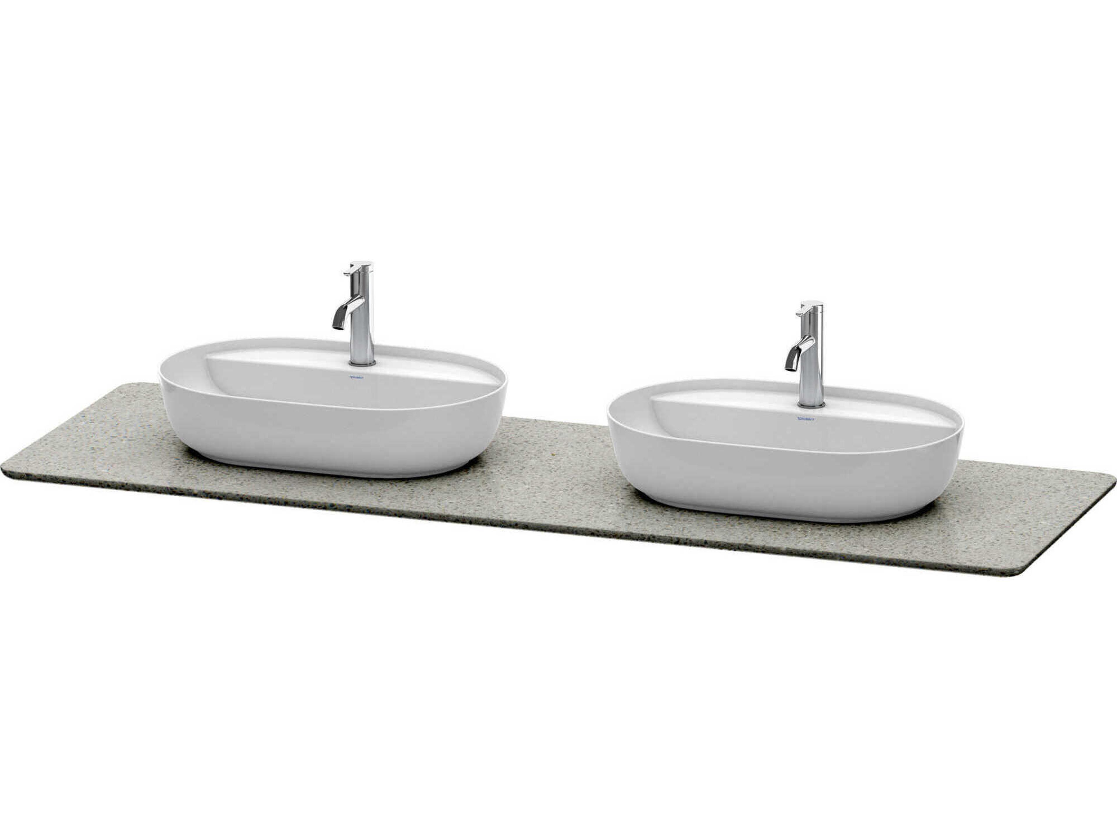 Luv 70'' Stone Gray Polished Vanity Top Only - 2 Cut-outs