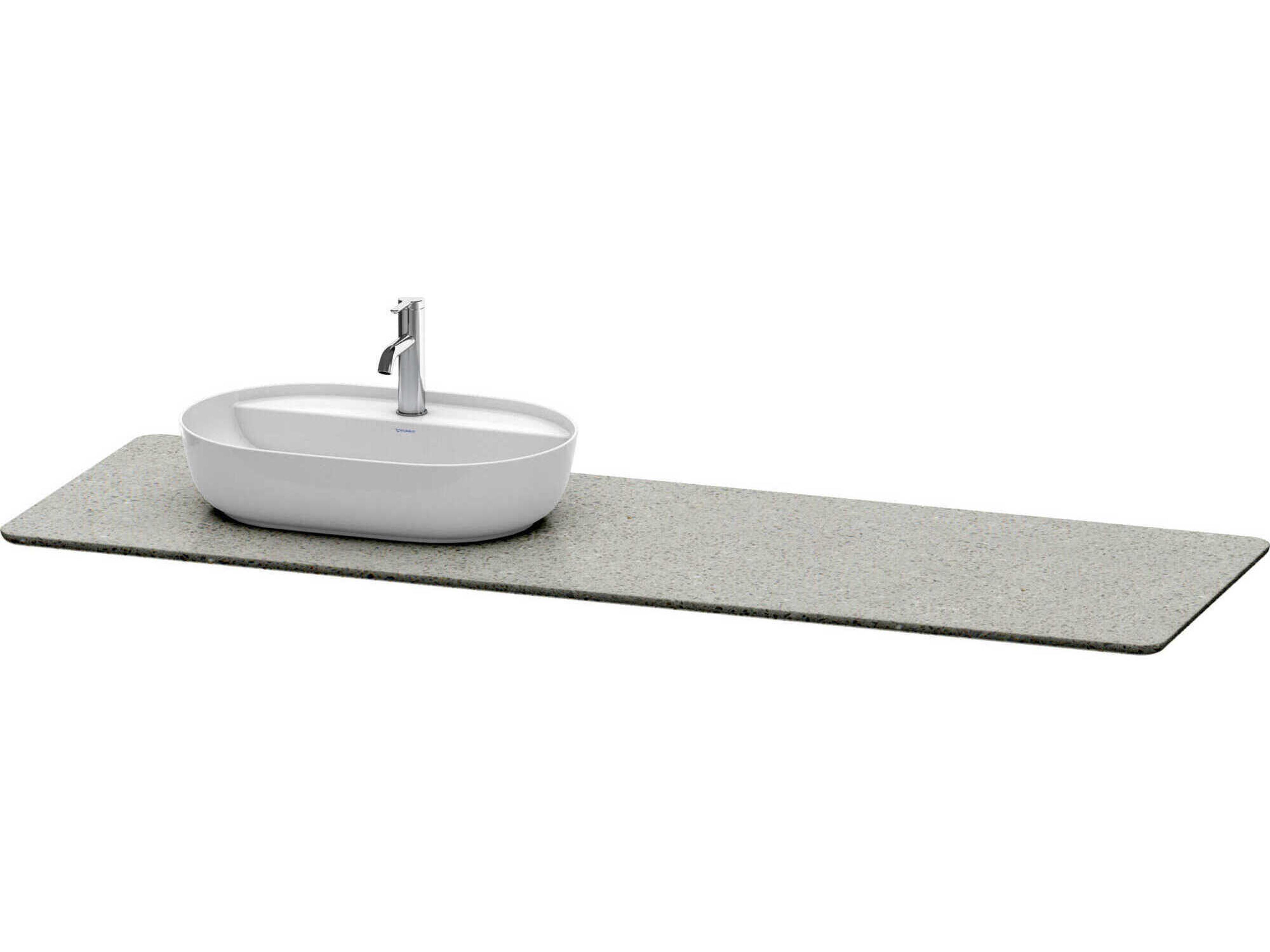 Luv 70'' Stone Gray Polished Vanity Top Only - 1 Left Side Cut-out