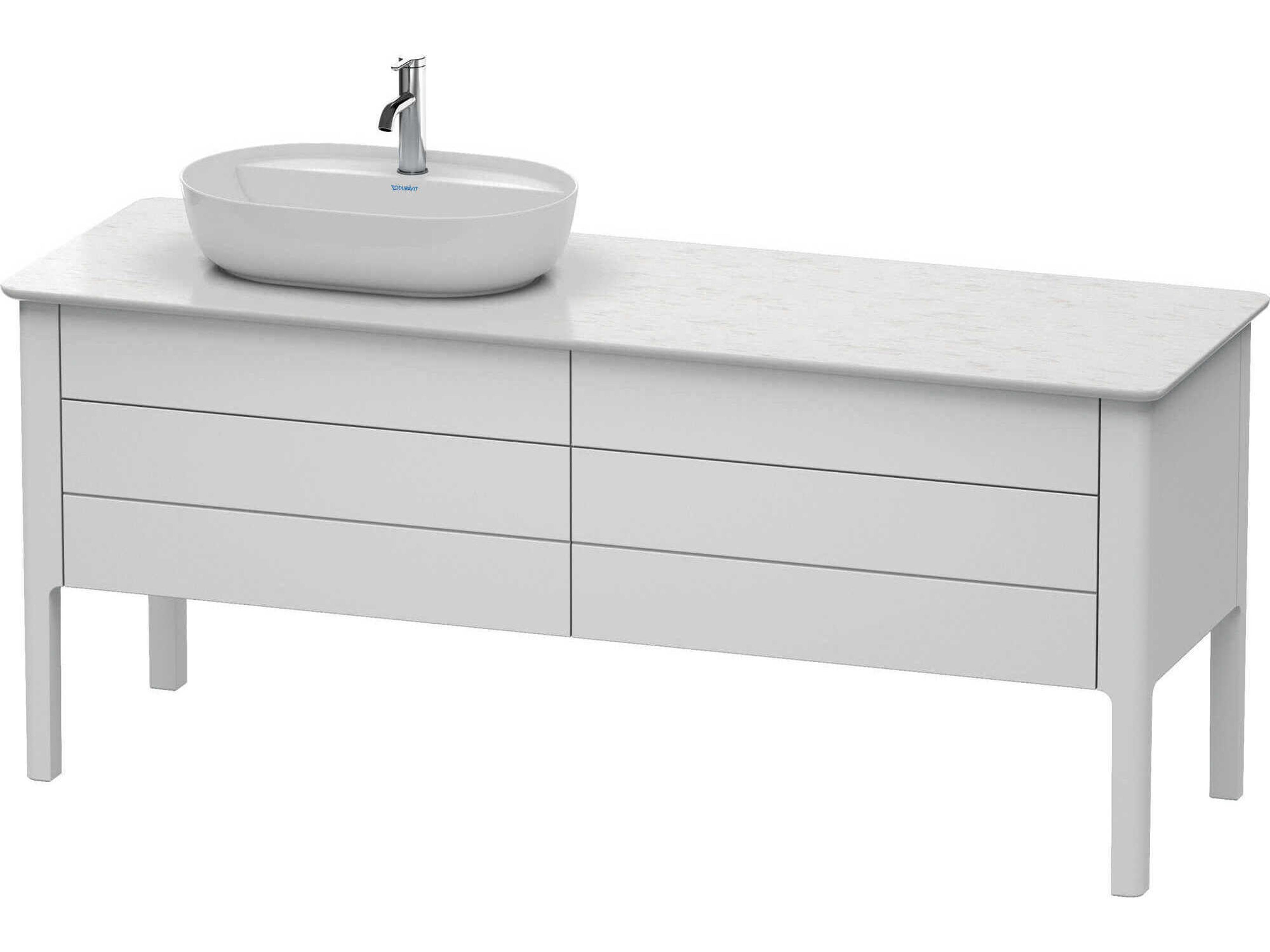 Luv 68'' White Satin Matt Freestanding Vanity Unit - 1 Left Side Cut-out