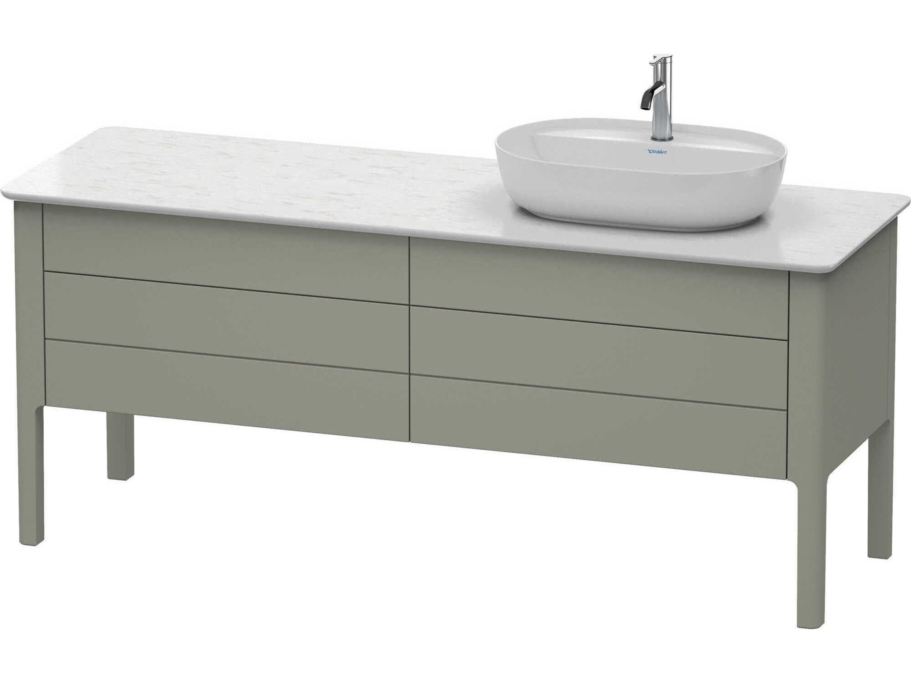 Luv 68'' Stone Gray Satin Matt Freestanding Vanity Unit - 1 Right Side Cut-out