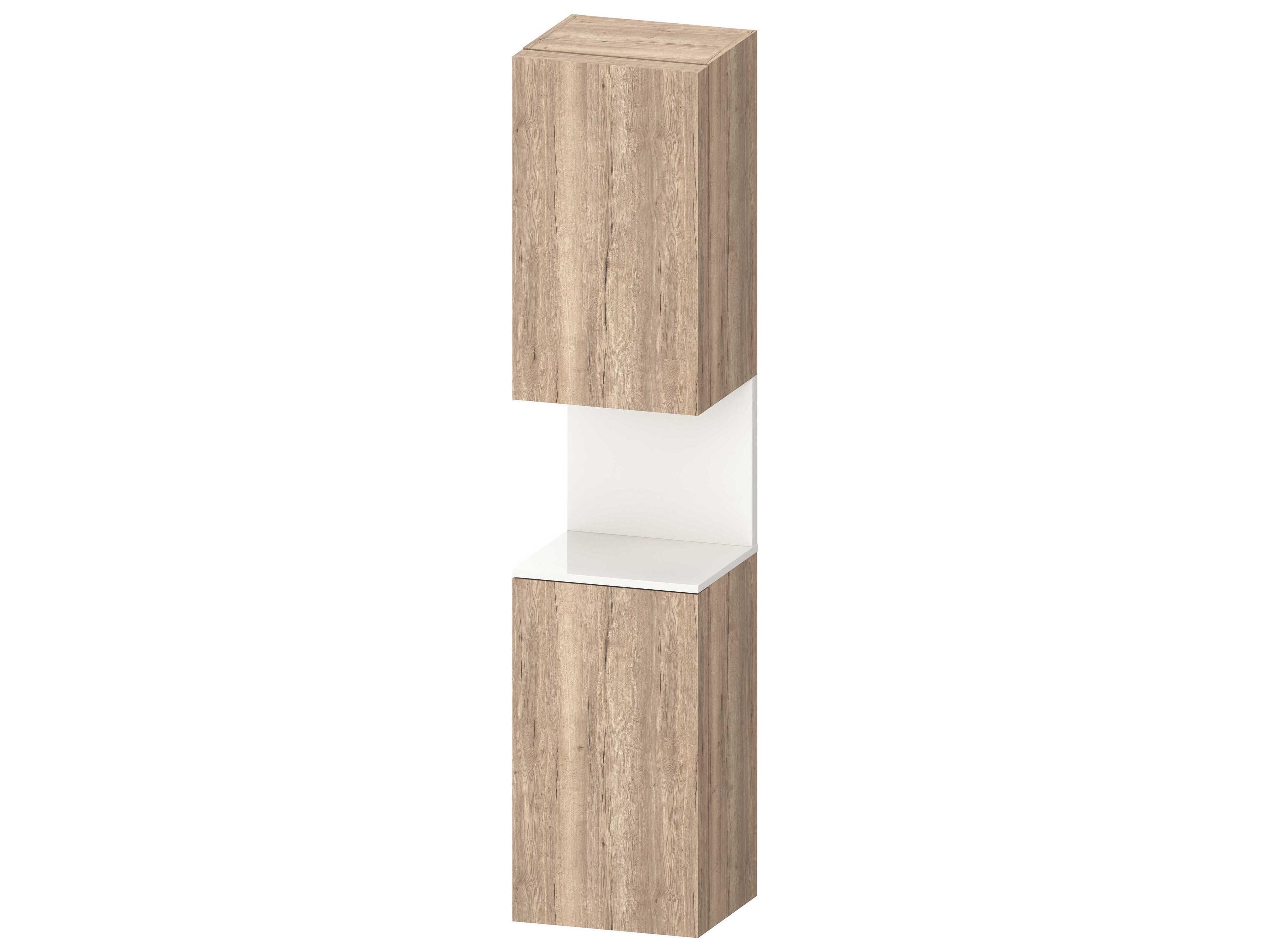 Qatego 16'' Marbeled Oak Matt/White Tall Cabinet - Left Side Hinge