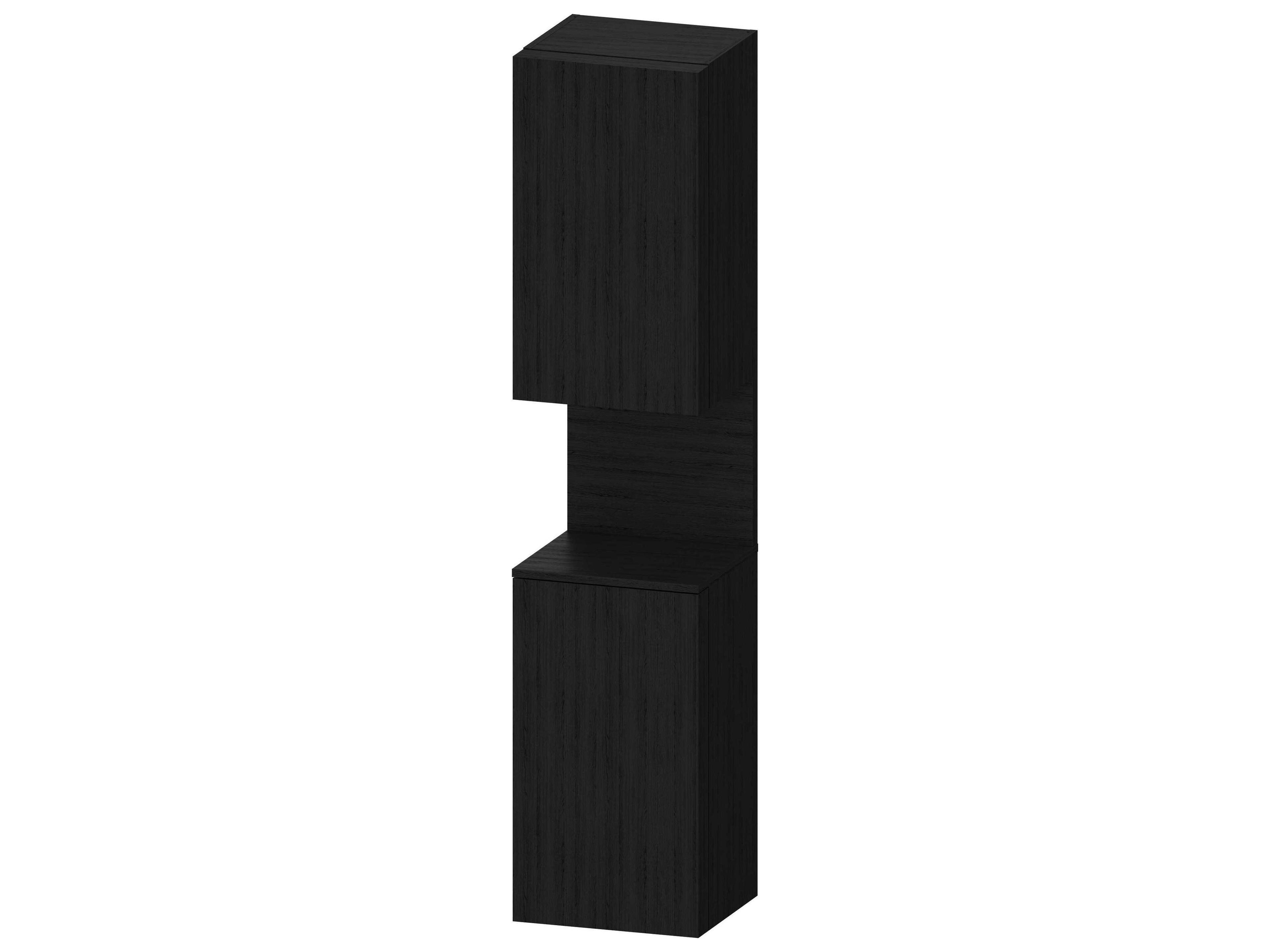 Qatego 16'' Oak Black Matt Tall Cabinet - Right Side Hinge