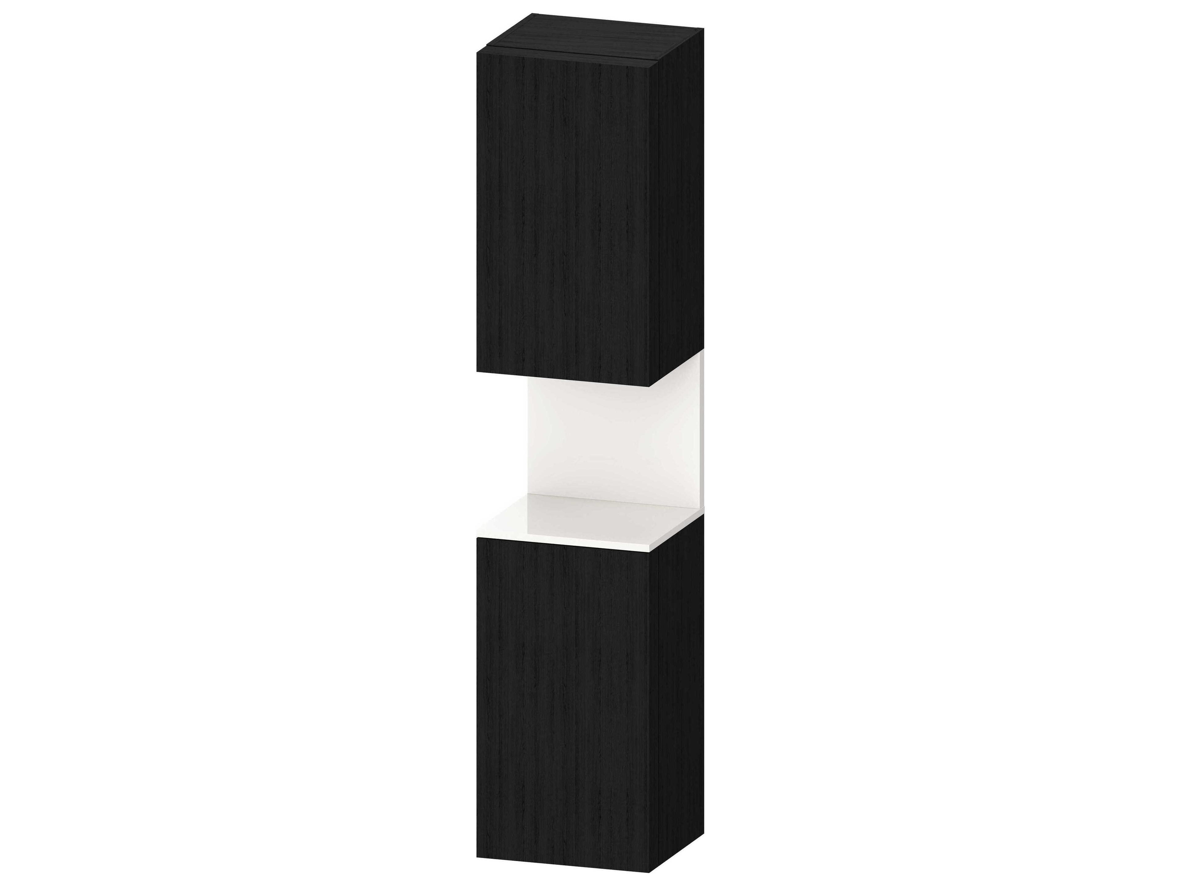 Qatego 16'' Oak Black Matt/White Tall Cabinet - Right Side Hinge