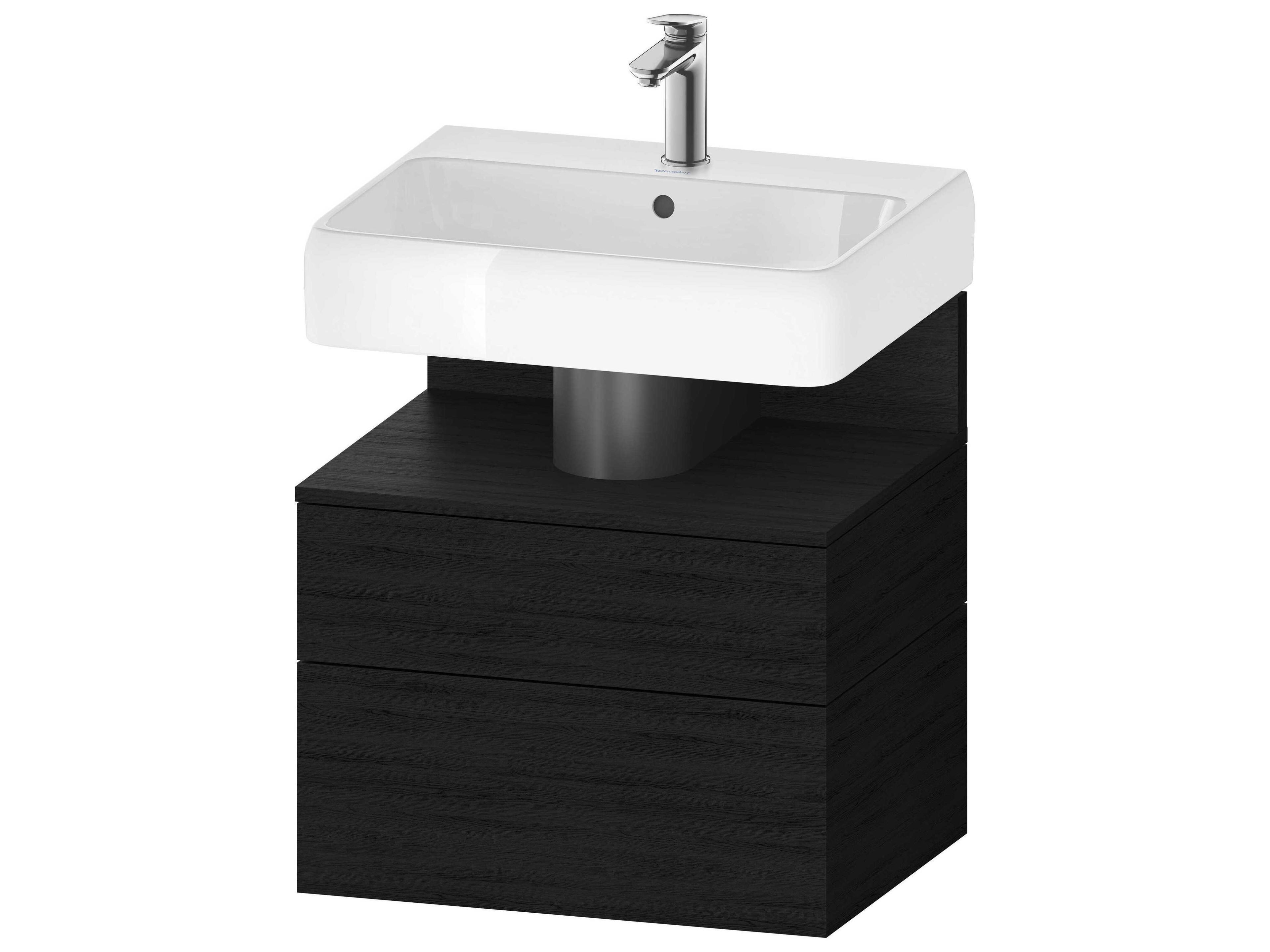 Qatego 23'' Oak Black Matt Wall-Mounted Vanity Unit
