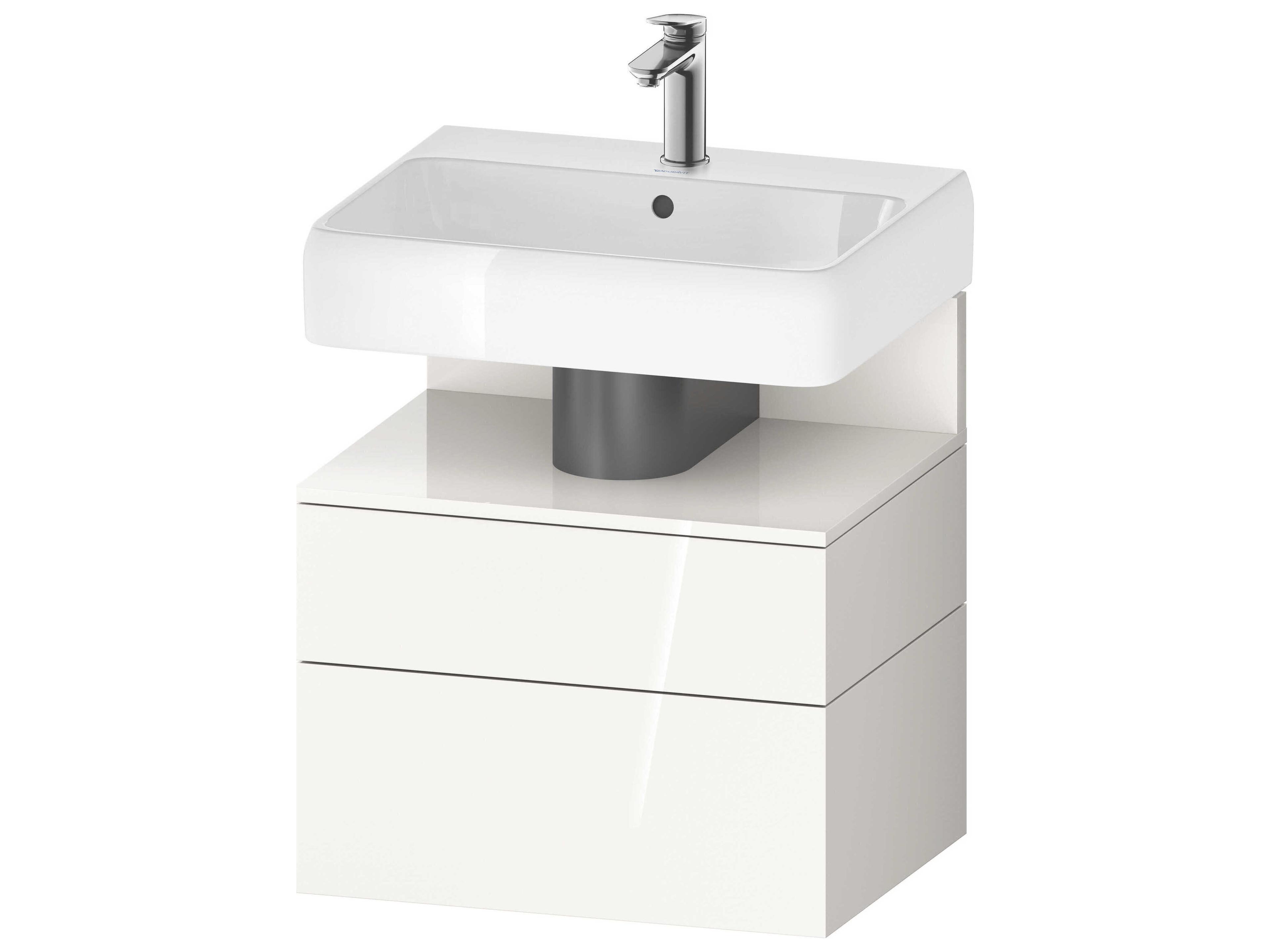 Qatego 23'' White High Gloss Wall-Mounted Vanity Unit