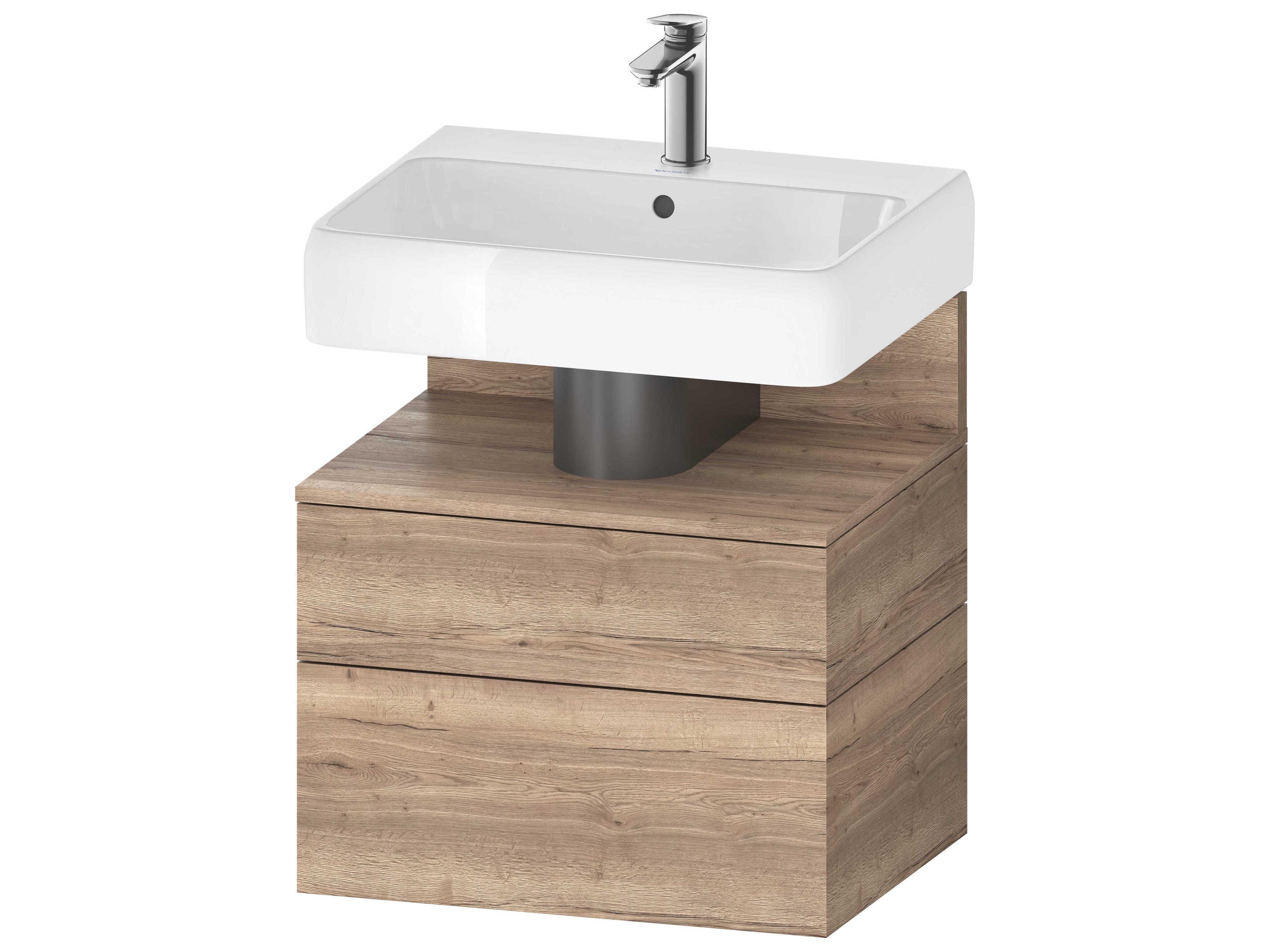 Qatego 23'' Marbeled Oak Wall-Mounted Vanity Unit