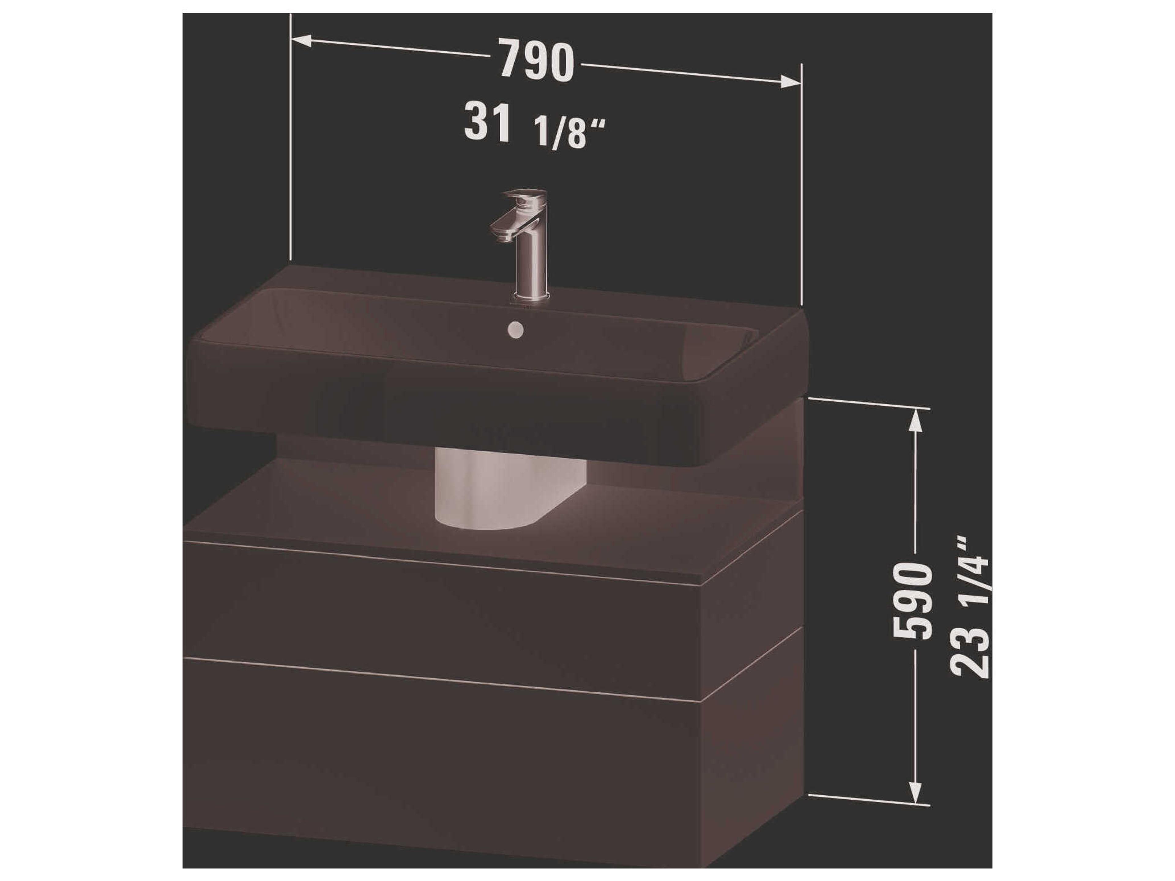 Duravit Qatego 31'' Oak Black Matt Wall-Mounted Vanity Unit