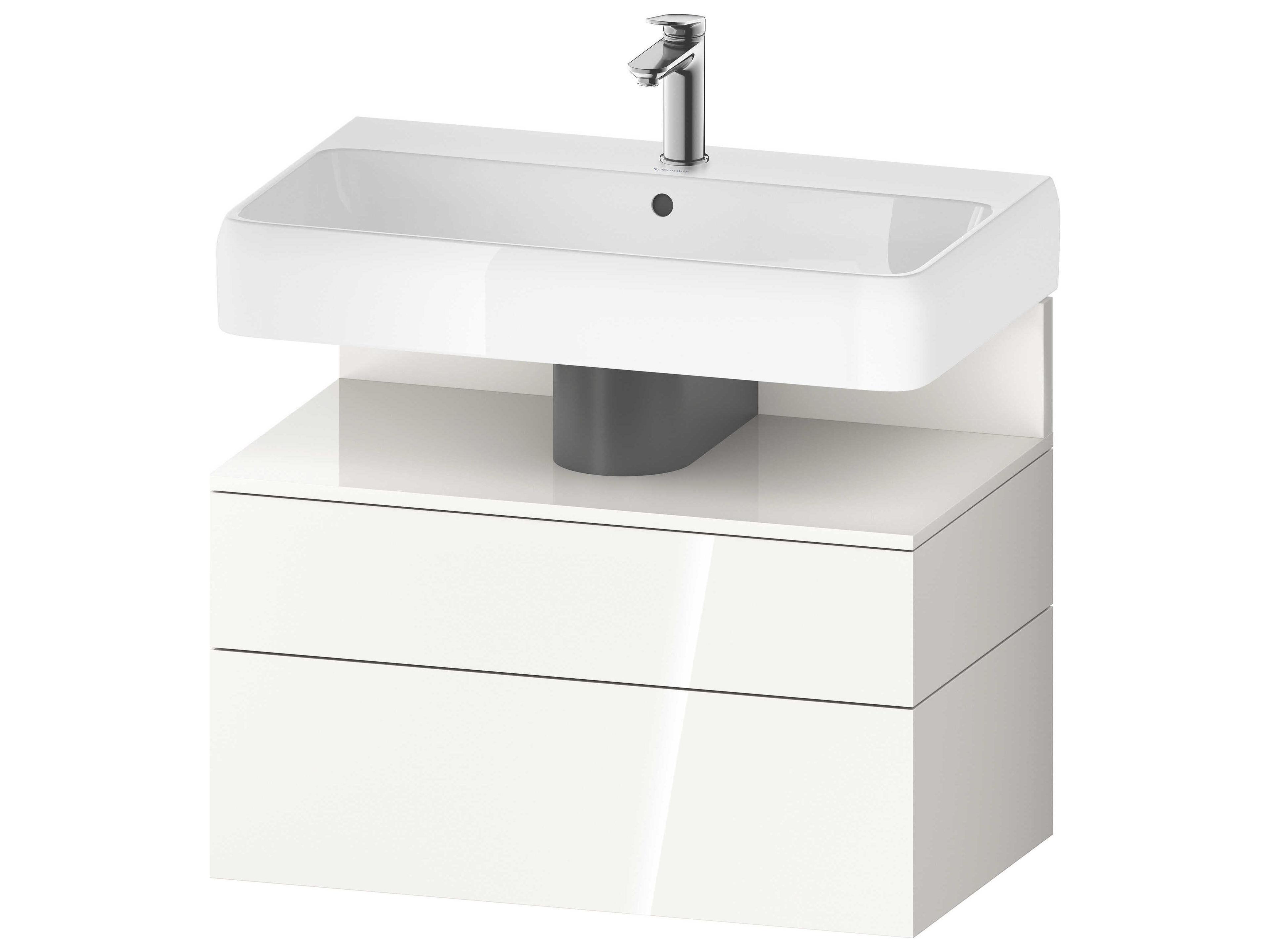 Qatego 31'' White High Gloss Wall-Mounted Vanity Unit