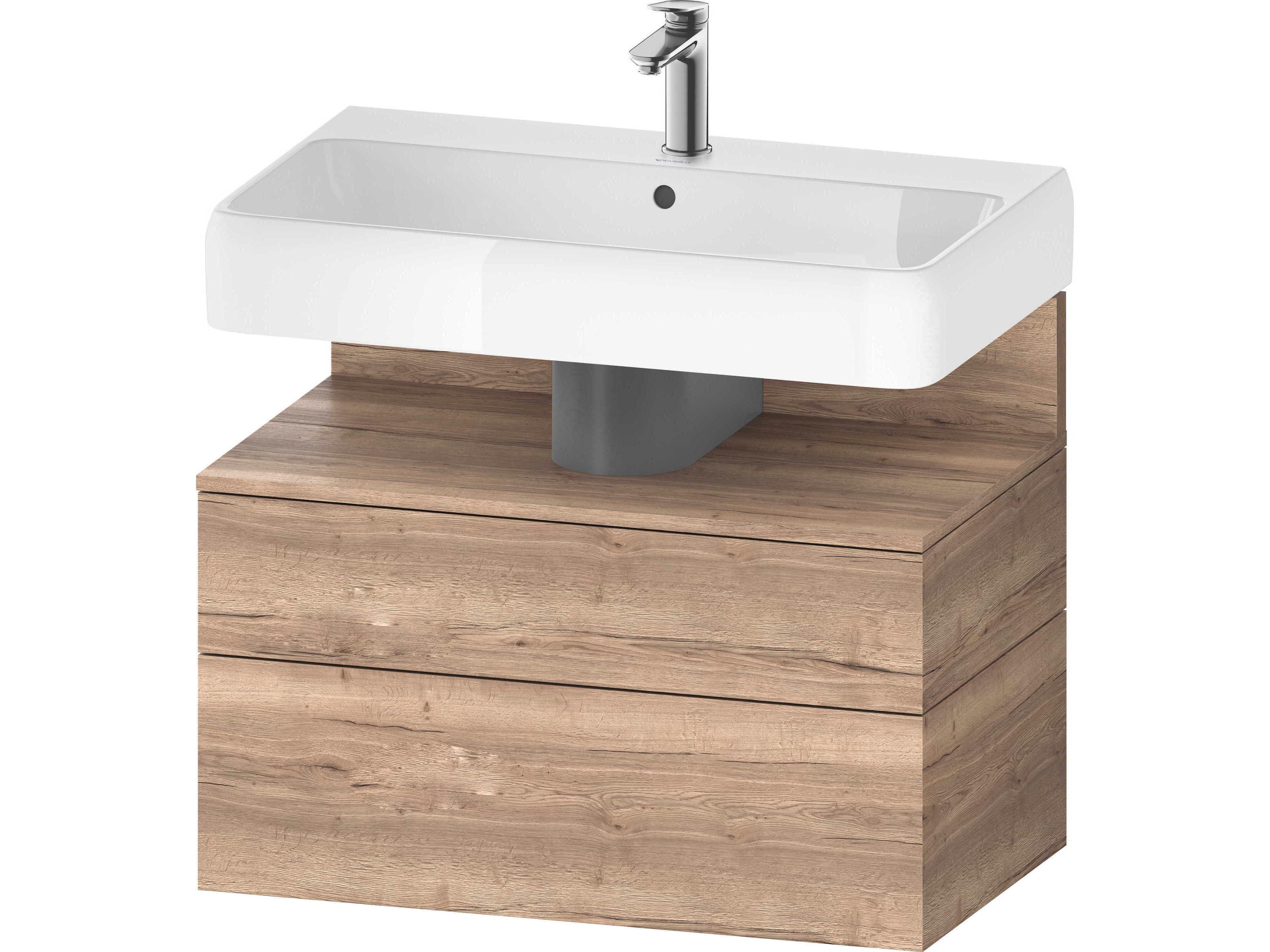 Qatego 31'' Marbeled Oak Wall-Mounted Vanity Unit
