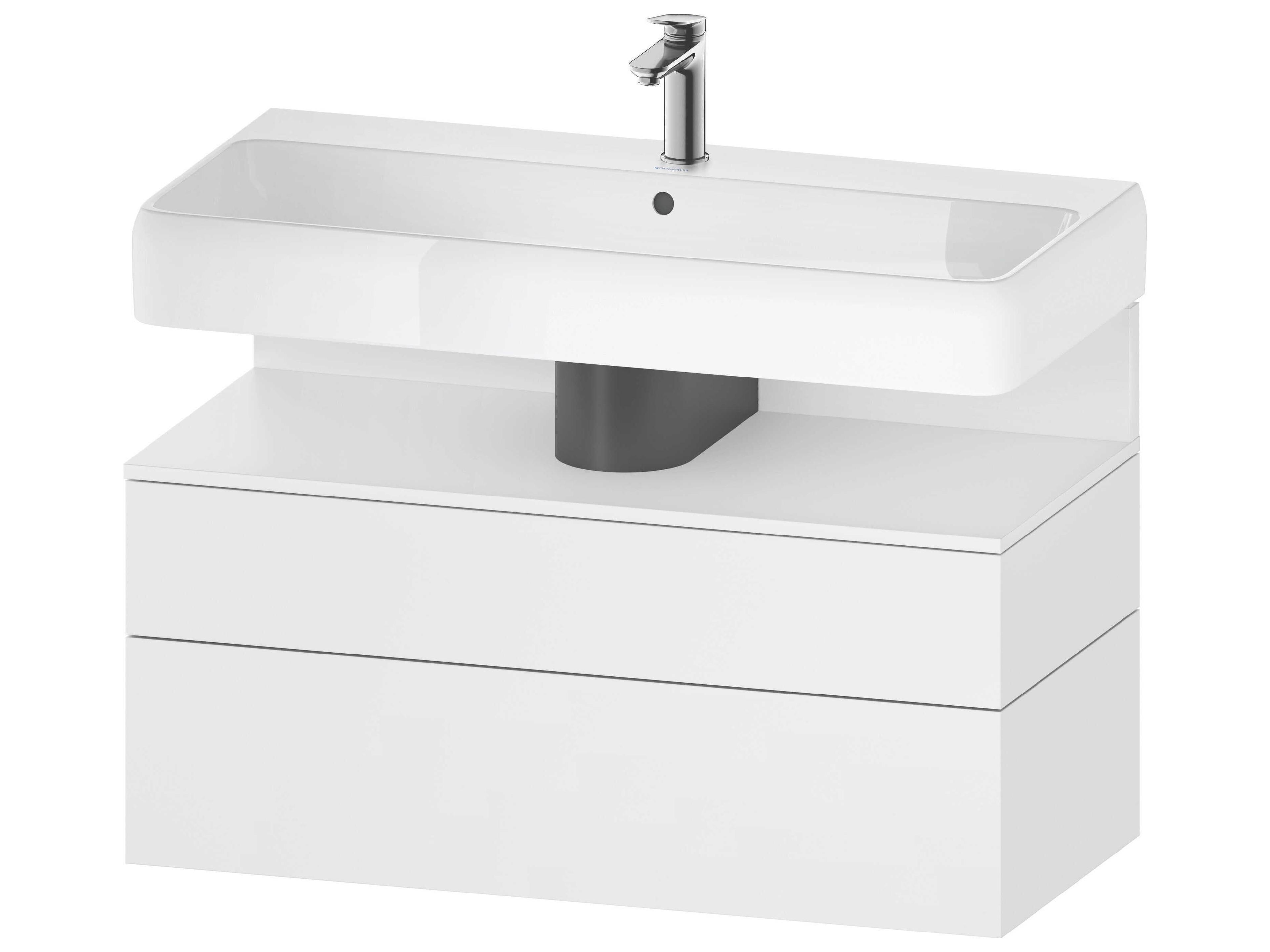 Qatego 39'' White Matt Wall-Mounted Vanity Unit