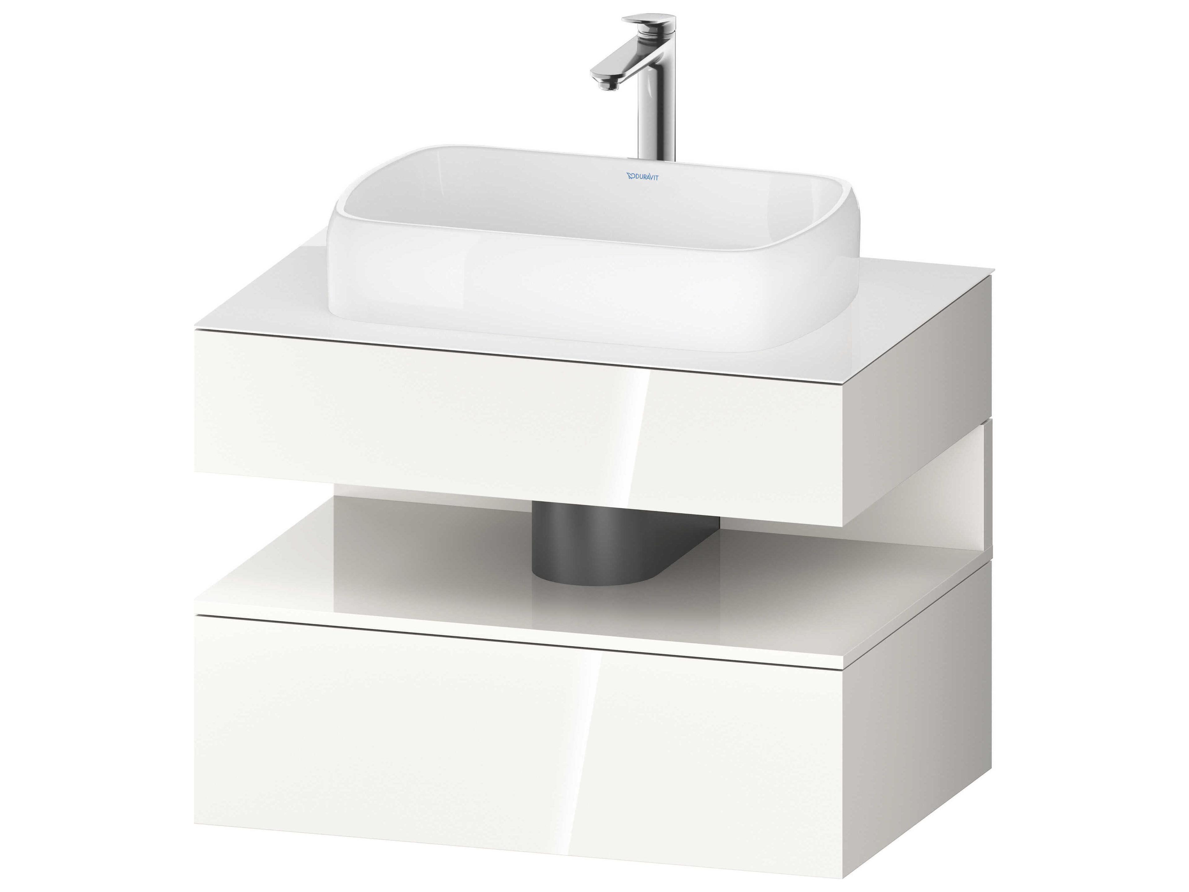 Qatego 32'' White High Gloss Wall-Mounted Vanity Unit