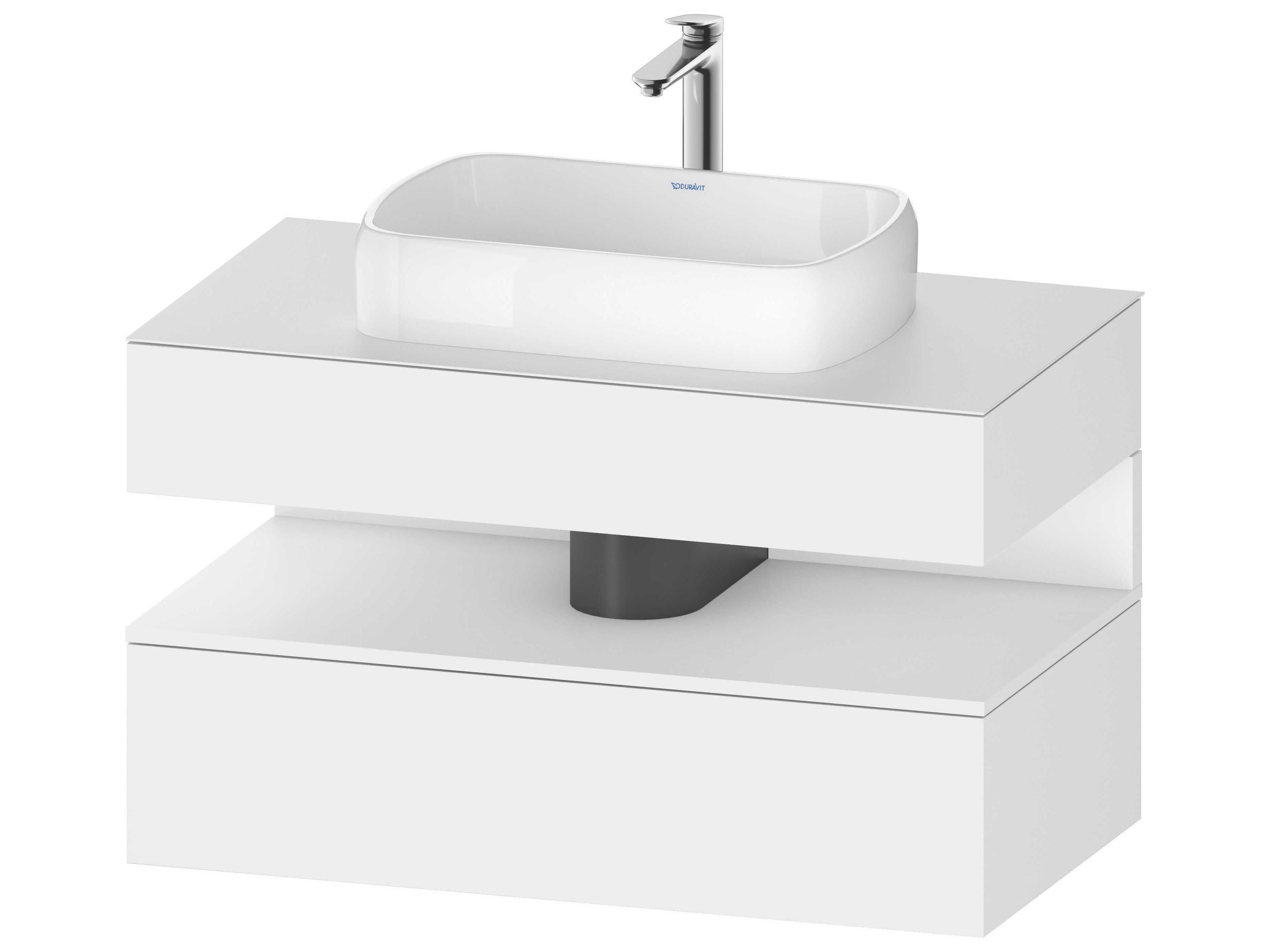 Qatego 39'' White Matt Wall-Mounted Vanity Unit