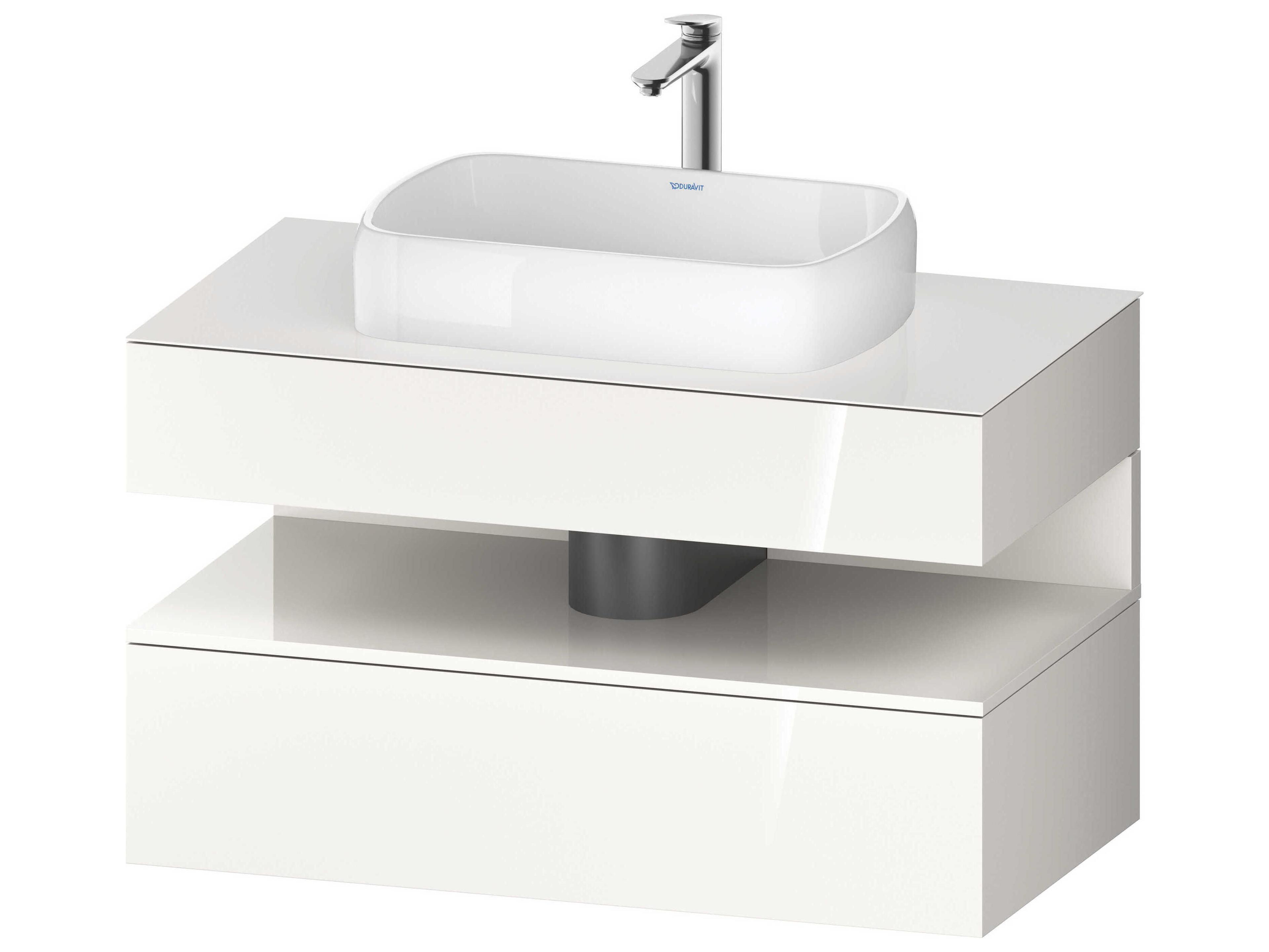 Qatego 39'' White High Gloss Wall-Mounted Vanity Unit