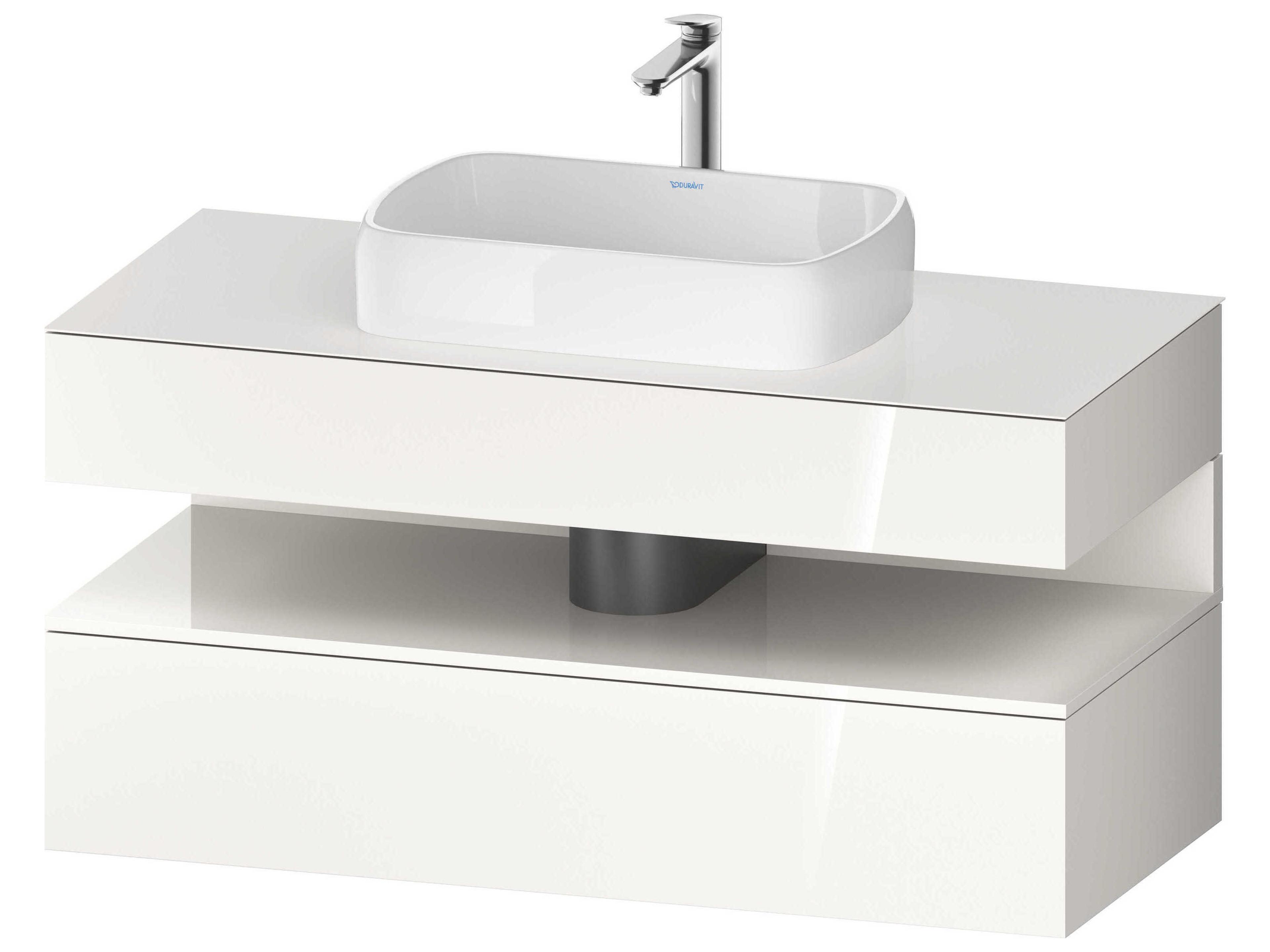 Qatego 47'' White High Gloss Wall-Mounted Vanity Unit