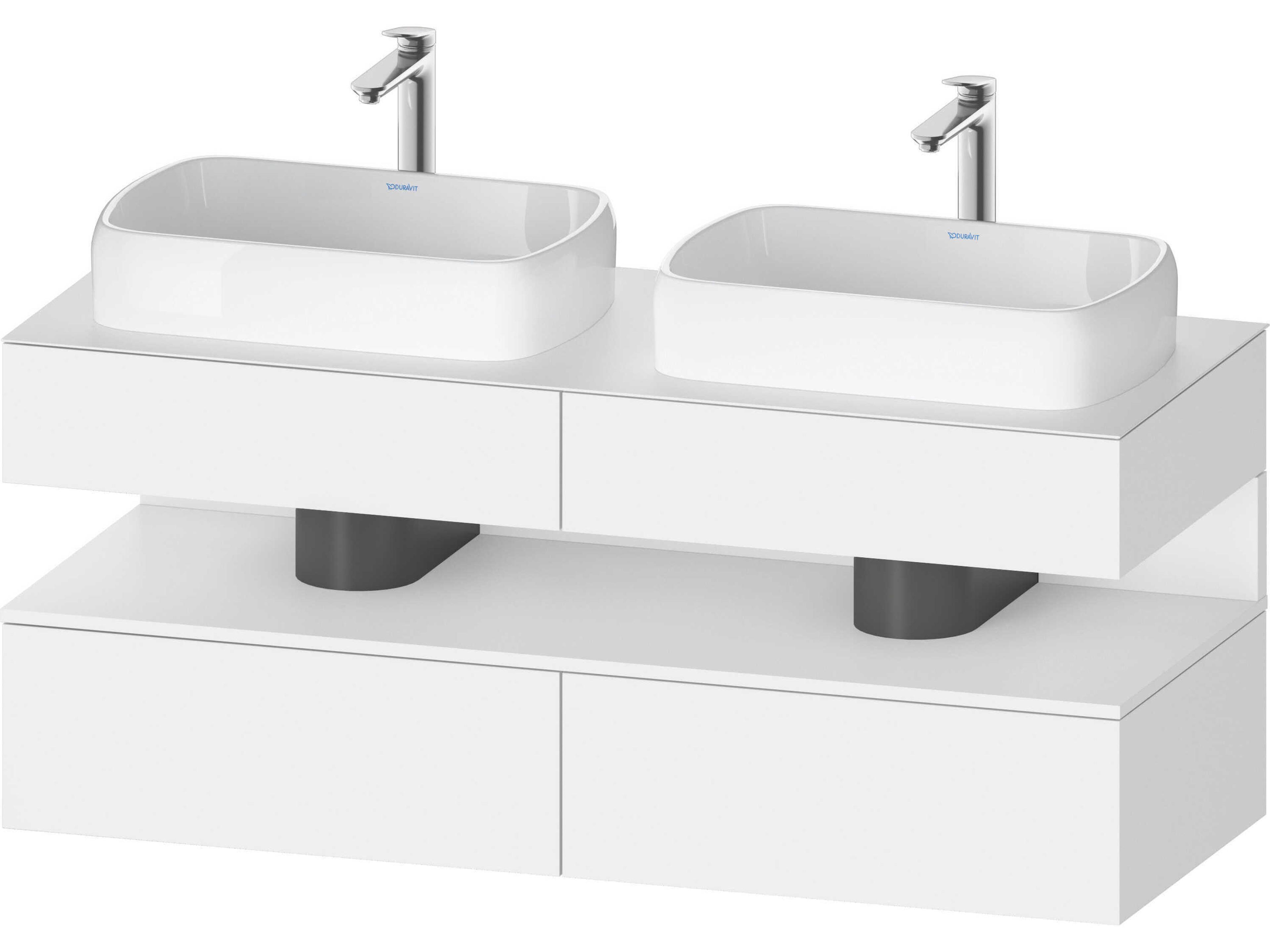 Qatego 55'' White Matt Wall-Mounted Vanity Unit