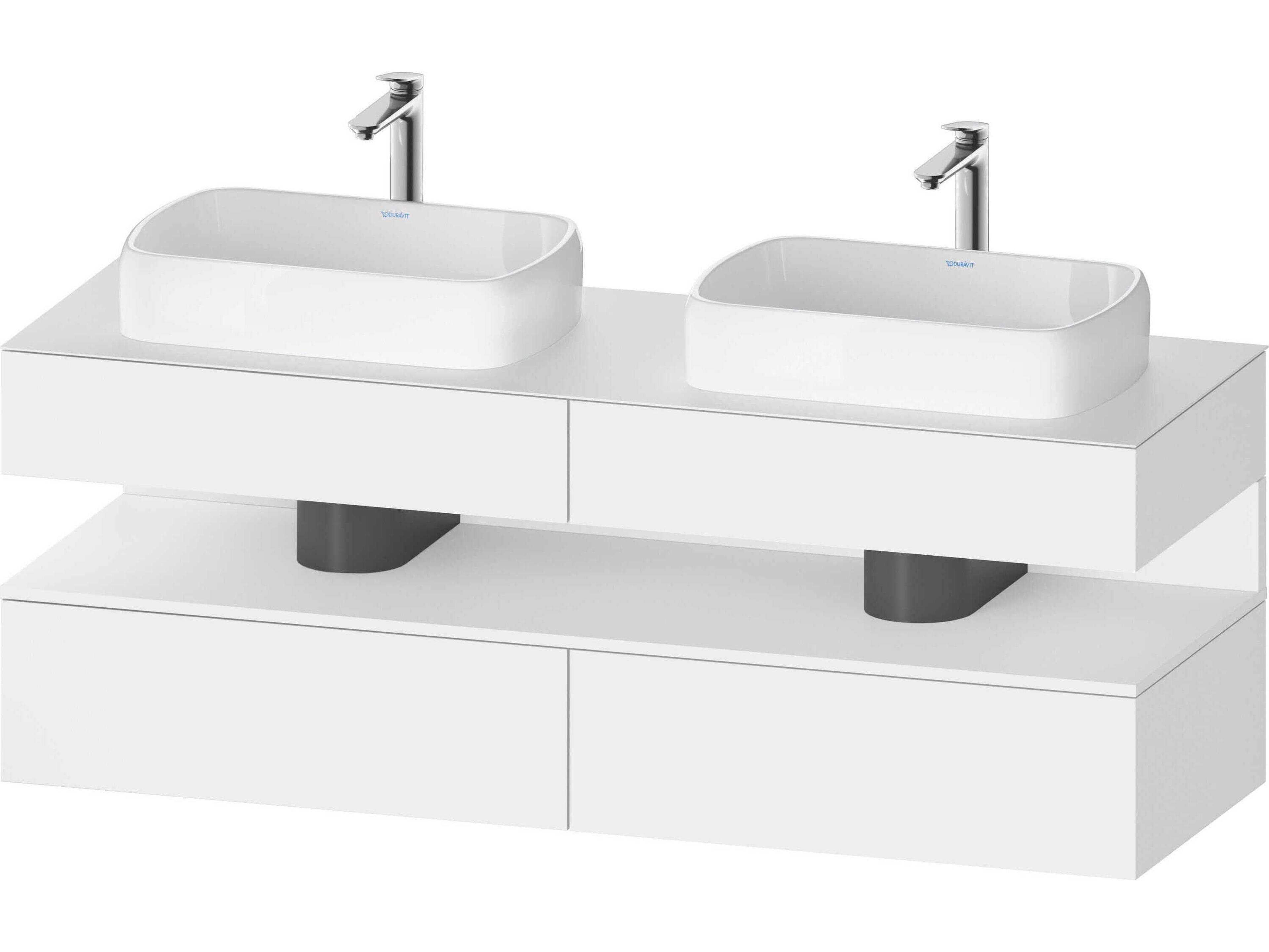 Qatego 63'' White Matt Wall-Mounted Vanity Unit